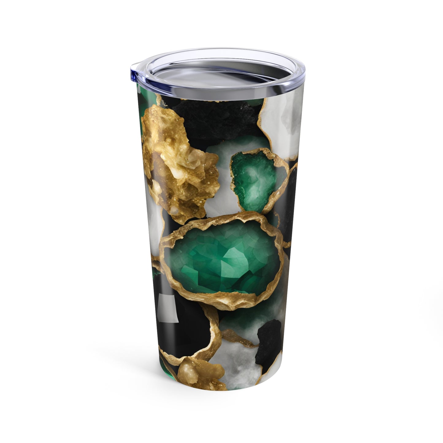 Green Amethyst Gemstone Crystal Geode Design 20 oz Tumbler Nature Lover Gift Geology Rock Lover Insulated Stainless Hot or Cold Tumbler