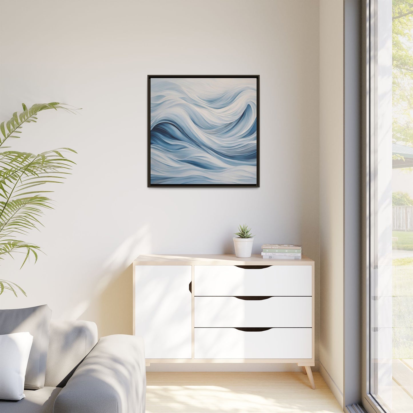 Modern Abstract Wave Design Unique Framed Print Canvas Wall Art Ocean Beach Gift Nature Lover Gift Underwater Sea Lover Gift 3 frame colors