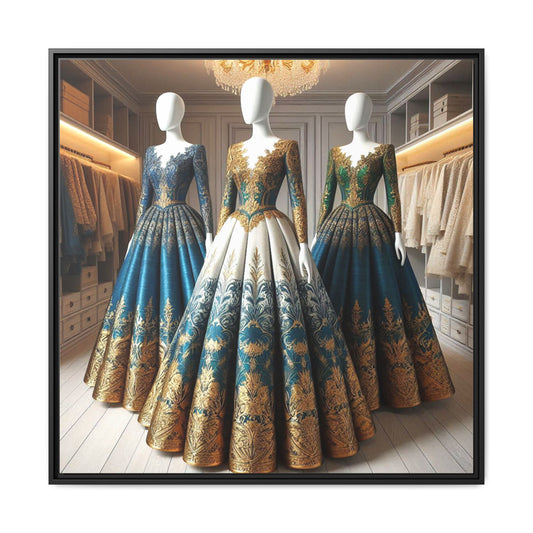 Fashion Formal Runway Dress Framed Canvas Print Wall Art Unique Fashion Designer Style Haute Couture Fashionista Gift Decor 3 Frame Colors