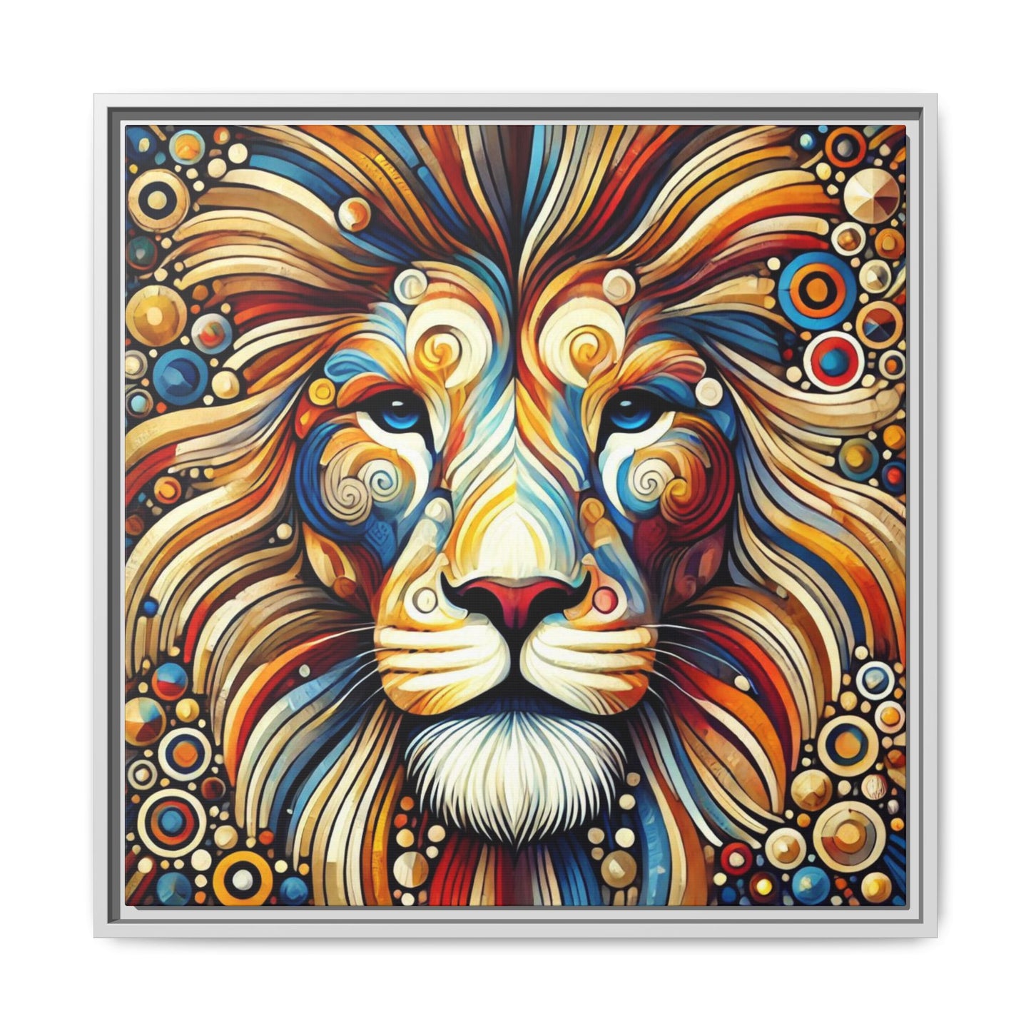 Modern Lion Print Abstract Design Unique Framed Canvas Print King of Jungle Wall Art Animal Lover Gift Nature Lover Decor 3 frame colors