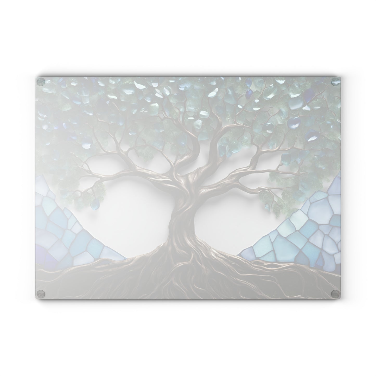 Glass Kitchen Decor Glass Cutting Board Serving Tray with Tree of Life Design Cutting Board Gift for Home Cook Glass Charcuterie Board