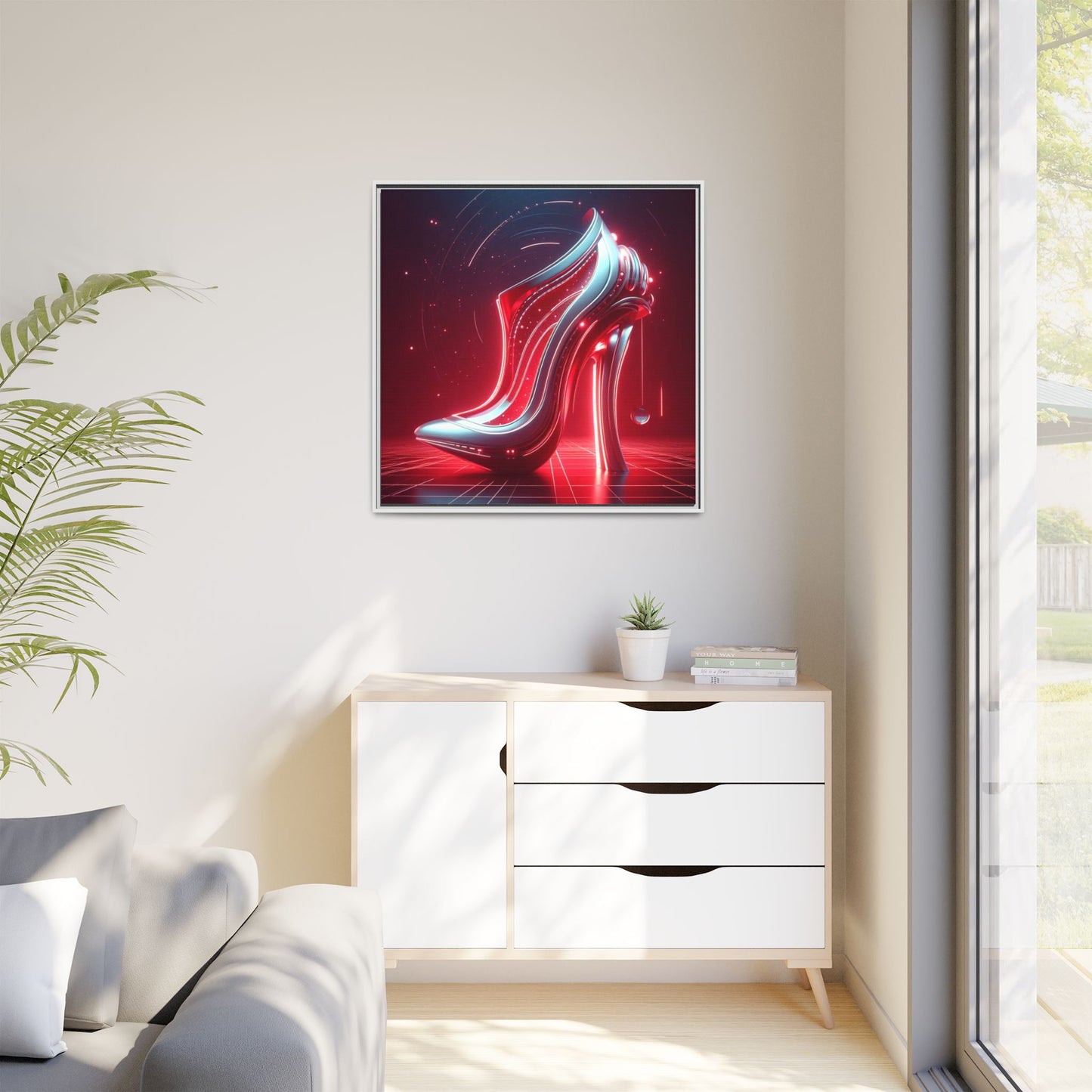 High Heel Shoe Framed Canvas Print Wall Art Unique Fashion Designer Style Haute Couture Shoe Lover Fashionista Gift Decor 3 Frame Colors