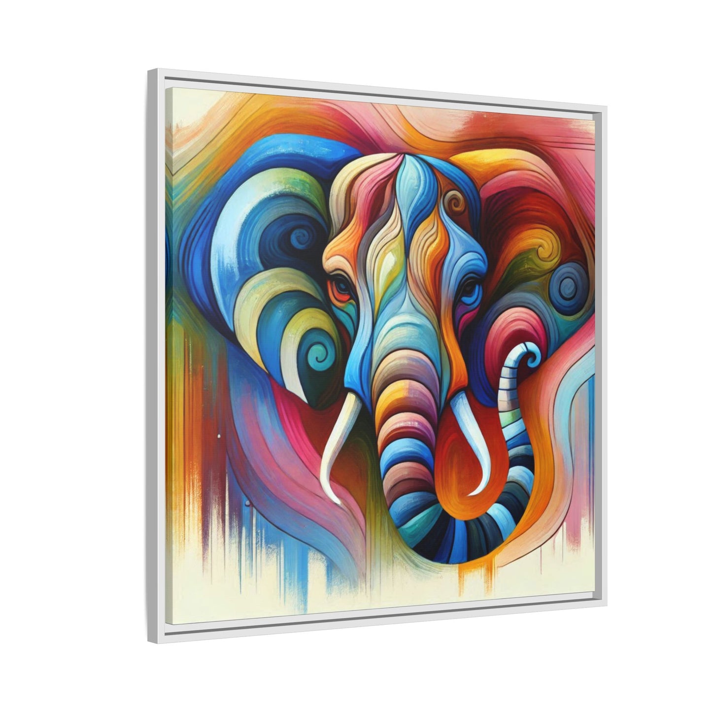 Modern Elephant Print Abstract Design Unique Framed Canvas Print African Wall Art Animal Lover Gift Nature Lover Decor 3 frame colors