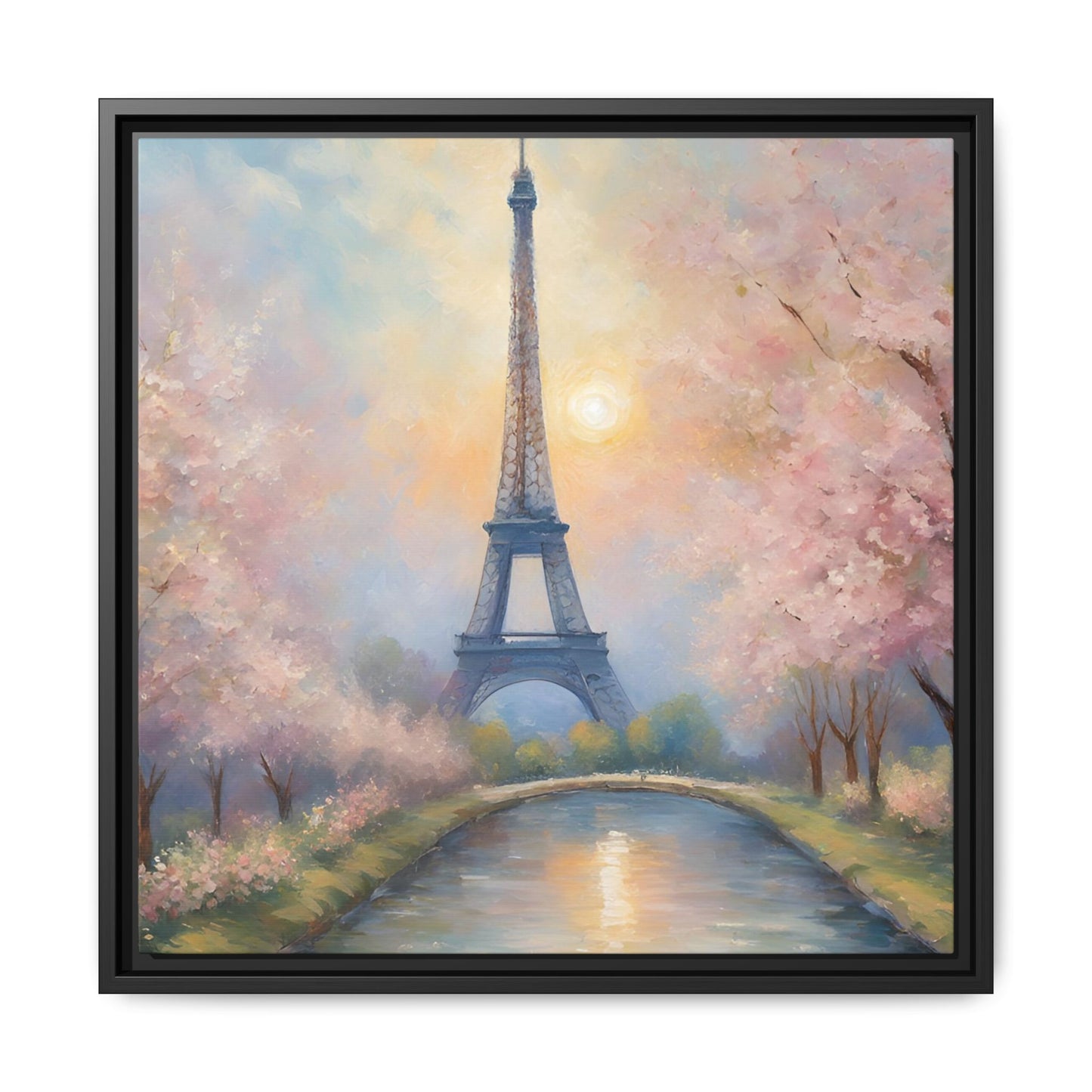 Modern Abstract Pastel Eiffel Tower Design Unique Framed Colorful Canvas Landscape Wall Art Paris France Gift Landscape Gift 3 frame colors