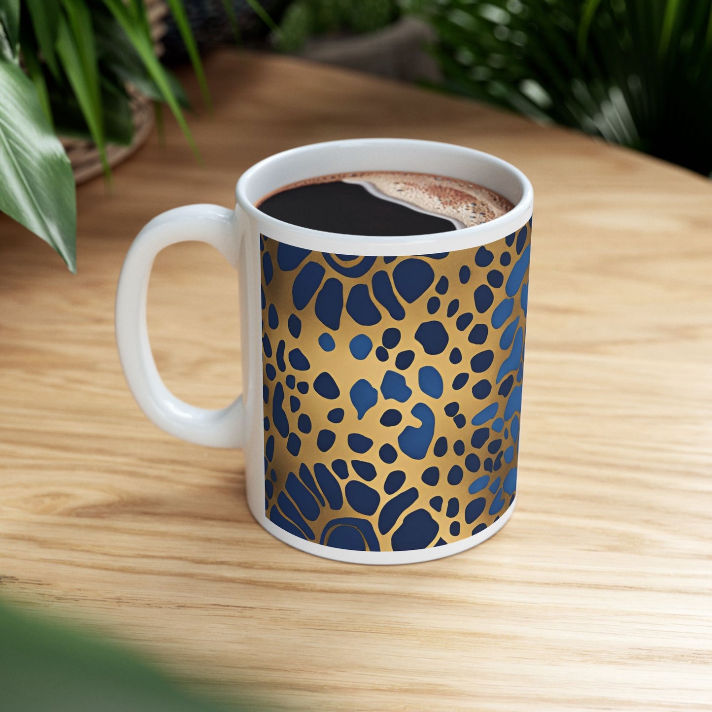 Cute Dog or Cat Paw Print Blue and Gold Ceramic Coffee Tea or Hot Chocolate Mug Pet Parent Gift Animal Lover Mug