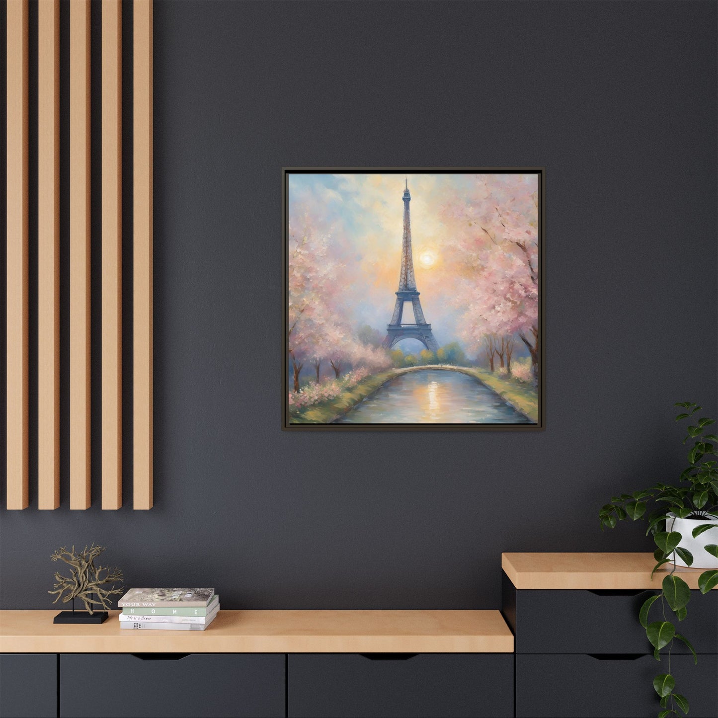 Modern Abstract Pastel Eiffel Tower Design Unique Framed Colorful Canvas Landscape Wall Art Paris France Gift Landscape Gift 3 frame colors