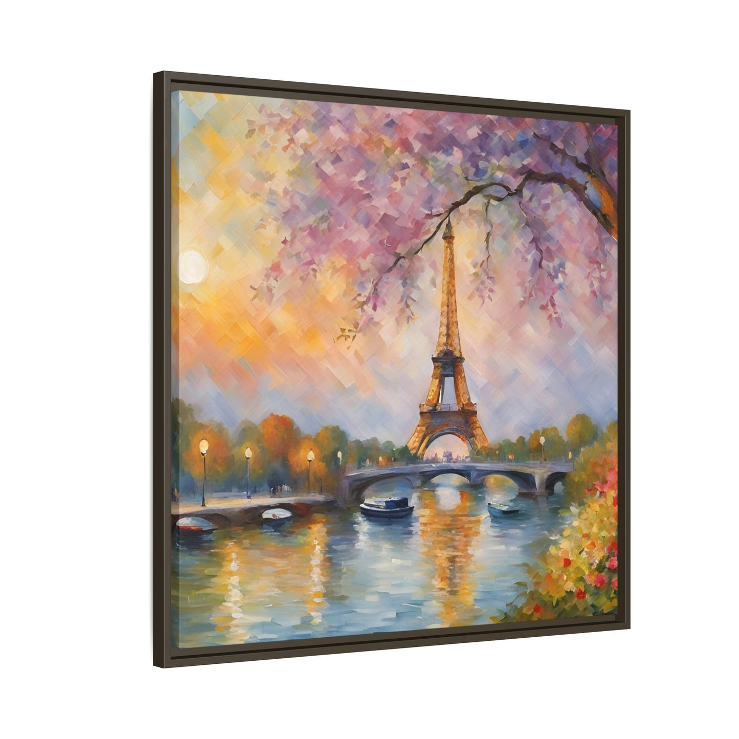 Modern Abstract Eiffel Tower Design Unique Framed Canvas Landscape Wall Art Paris France Gift Nature Lover Gift 3 frame colors