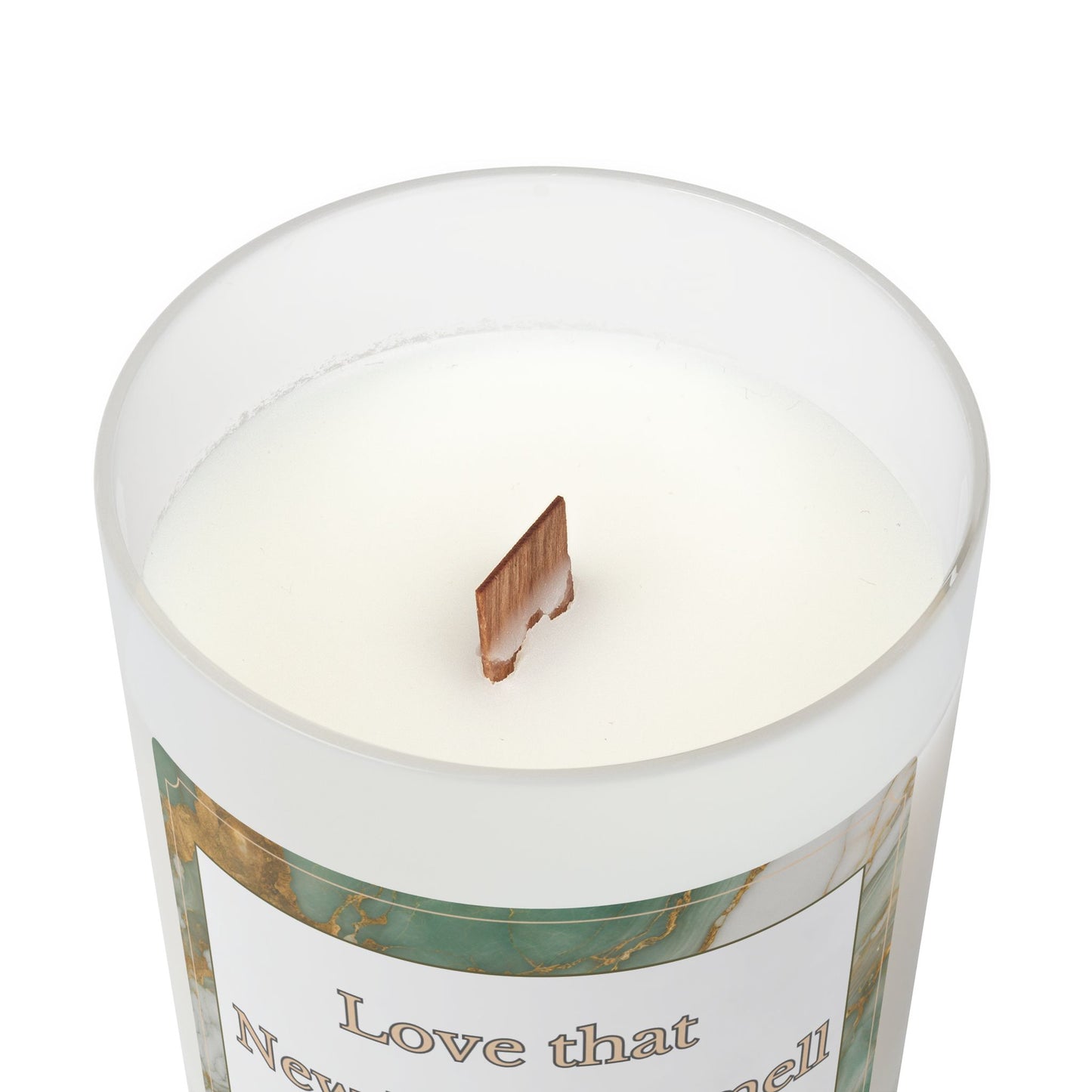 Artisanal Coconut Soy Frosted Glass Candle with Wooden Wick and Raw Maple Lid 11 oz Hand Poured Candle for New Home Owner 50 hrs burn time