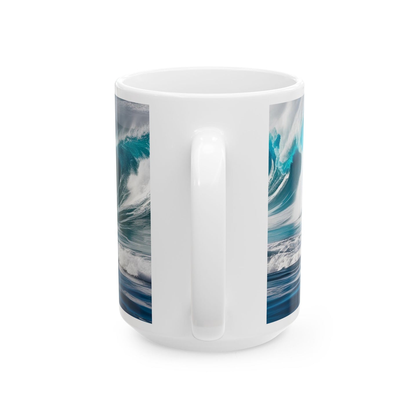 Ceramic Beach Theme Coffee Mug Modern Wave Design Mug Tea Cup Oceanic Swirl Design Salt Life Surfer Beachy Ceramic Mug