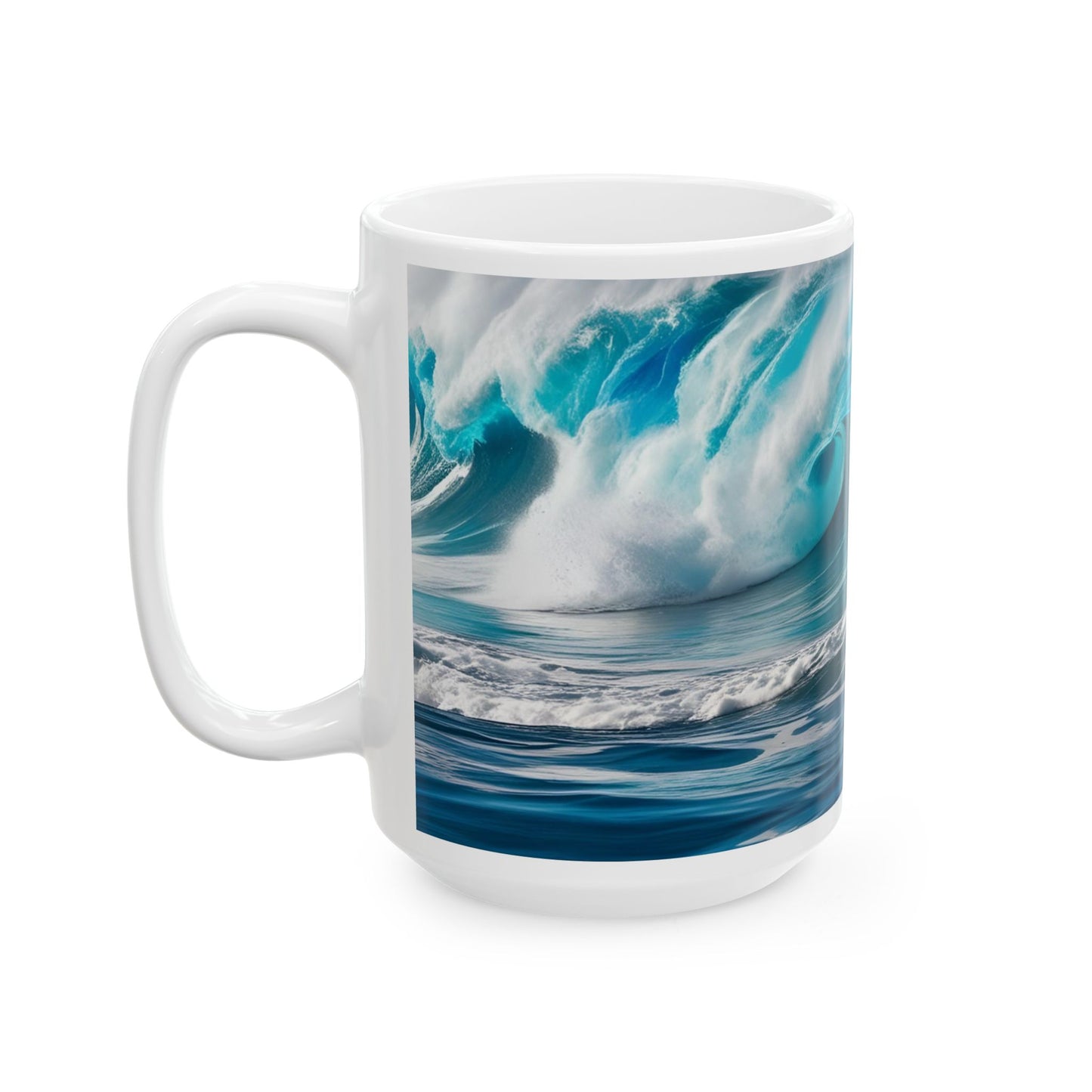 Ceramic Beach Theme Coffee Mug Modern Wave Design Mug Tea Cup Oceanic Swirl Design Salt Life Surfer Beachy Ceramic Mug