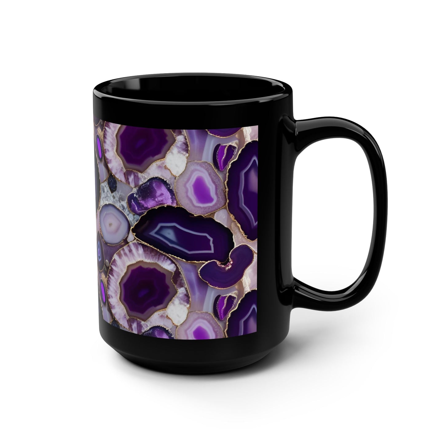 Ceramic Coffee Mug Purple Amethyst Quartz-Inspired Image Nature Rock Lover Ceramic Tea Cup Geode Inspired Agate Look Ceramic Mug