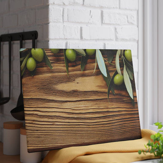 Kitchen Decor Glass Cutting Board Serving Tray with Colorful Olives Design Cutting Board Gift for Home Cook Charcuterie Board