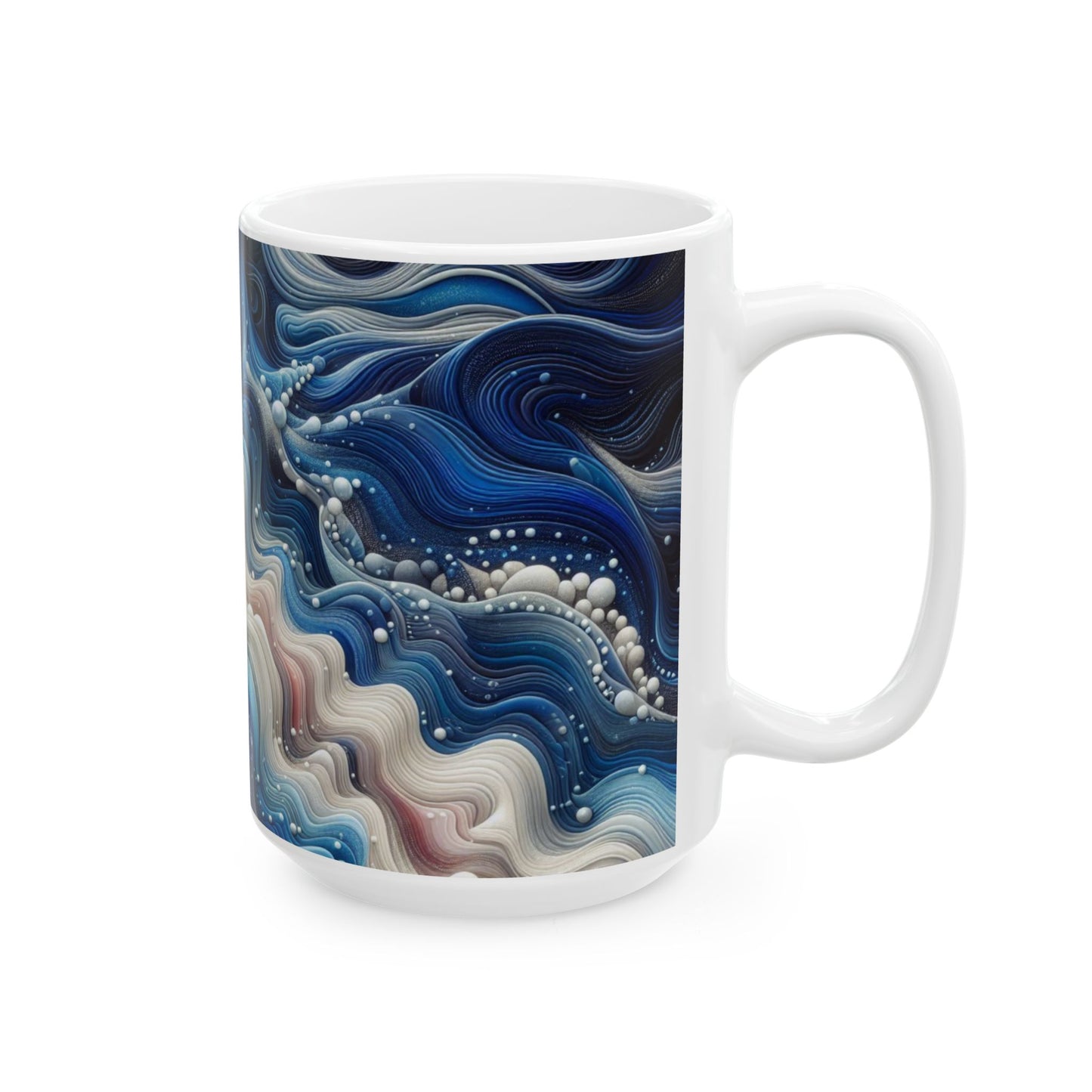 Ceramic Coffee Mug Modern Wave Design Mug Tea Cup Oceanic Swirl Design Salt Life Surfer Beachy Theme Ceramic Mug