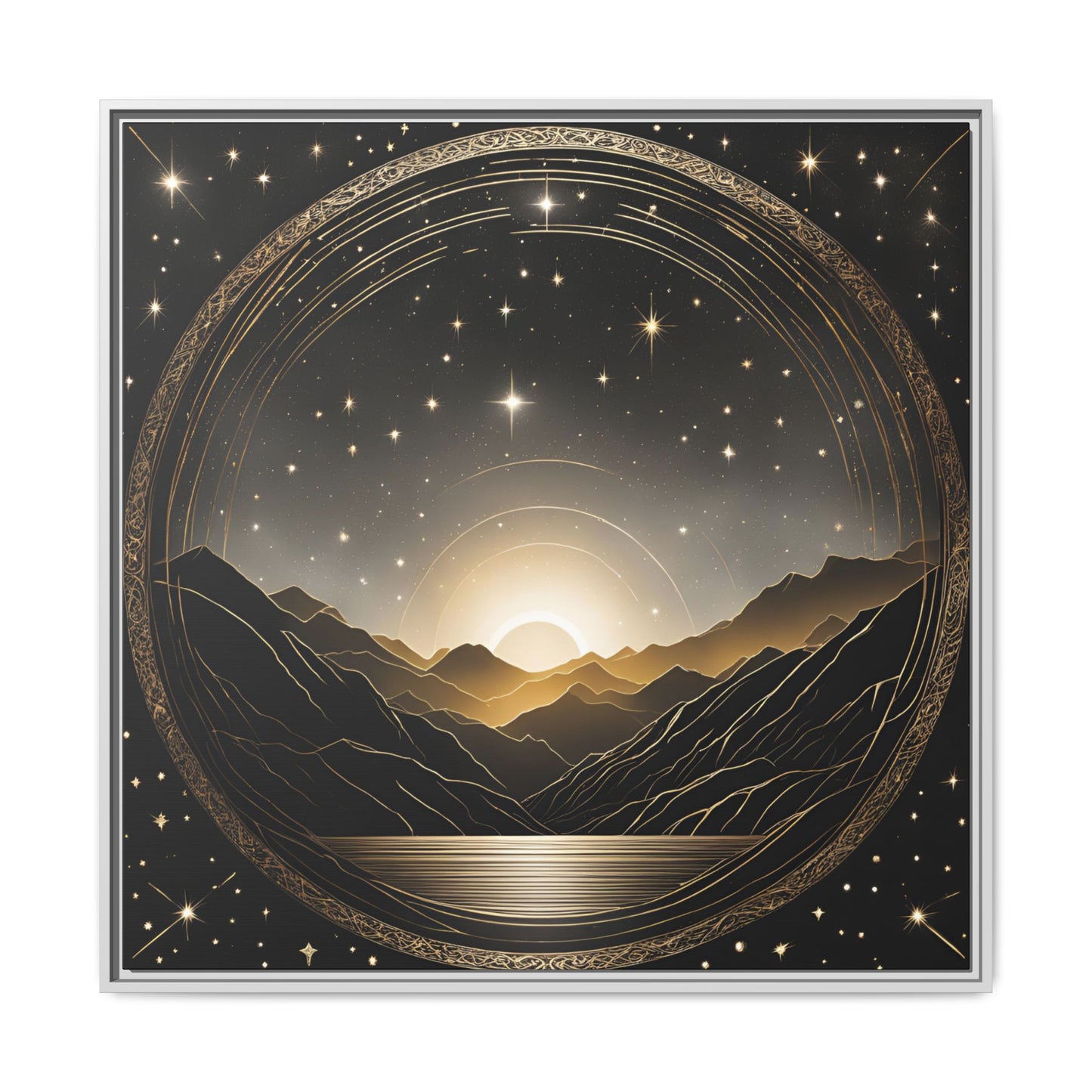 Boho Celestial Design Unique Framed Canvas Wall Art Sun and Stars Astrological Gift Nature Lover Gift Astronomy Gift 3 frame color choices