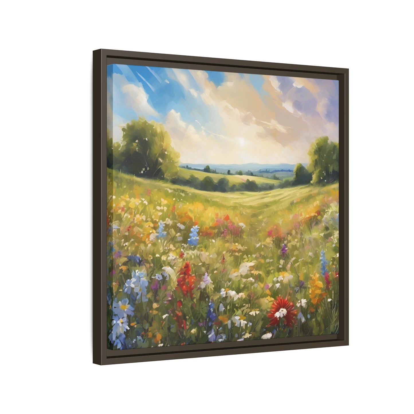 Modern Filed of Flowers Design Unique Framed Canvas Wall Art Gift Nature Lover Landscape Decor Gift 3 frame colors