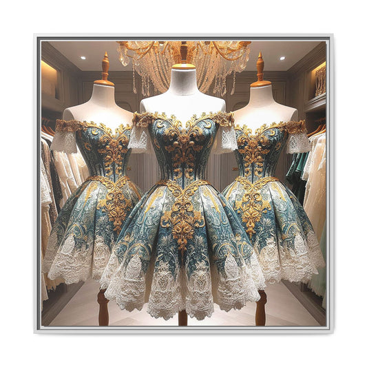 Fashion Formal Runway Dress Framed Canvas Print Wall Art Unique Fashion Designer Style Haute Couture Fashionista Gift Decor 3 Frame Colors