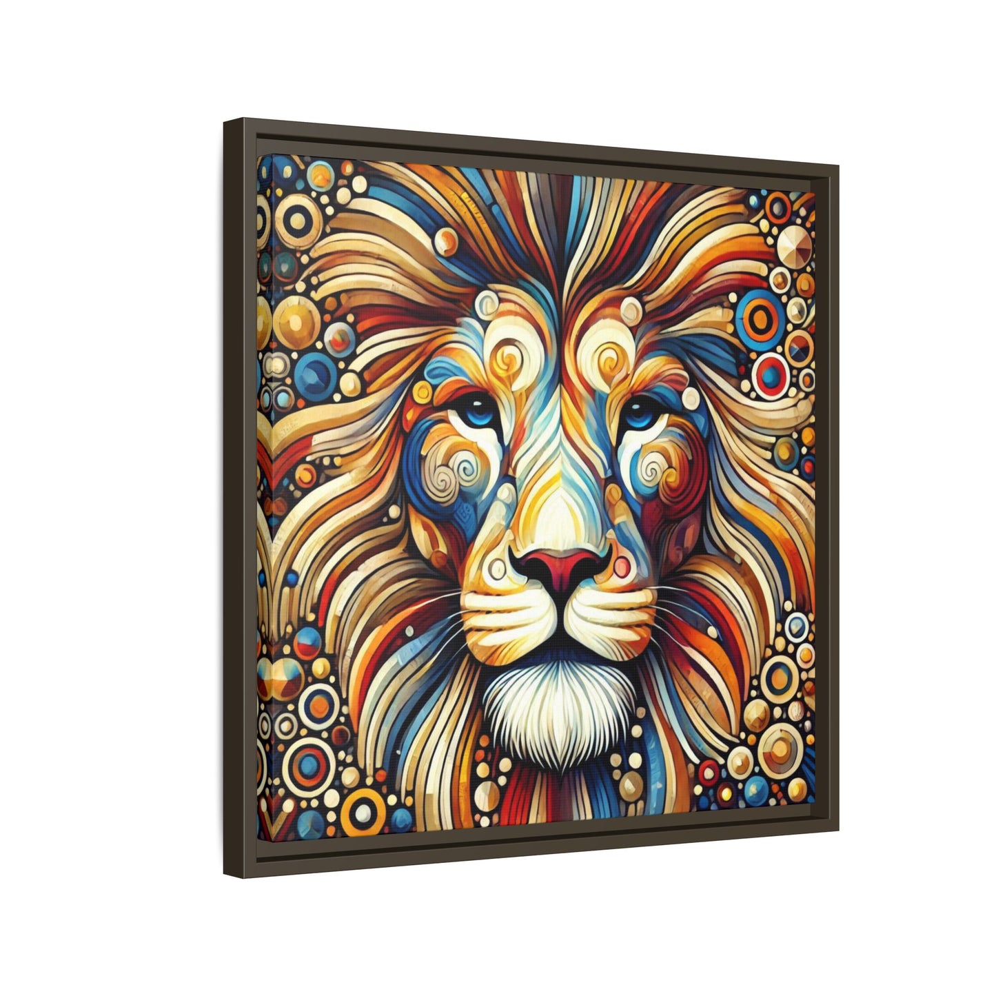 Modern Lion Print Abstract Design Unique Framed Canvas Print King of Jungle Wall Art Animal Lover Gift Nature Lover Decor 3 frame colors