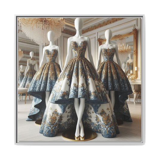Fashion Formal Runway Dress Framed Canvas Print Wall Art Unique Fashion Designer Style Haute Couture Fashionista Gift Decor 3 Frame Colors