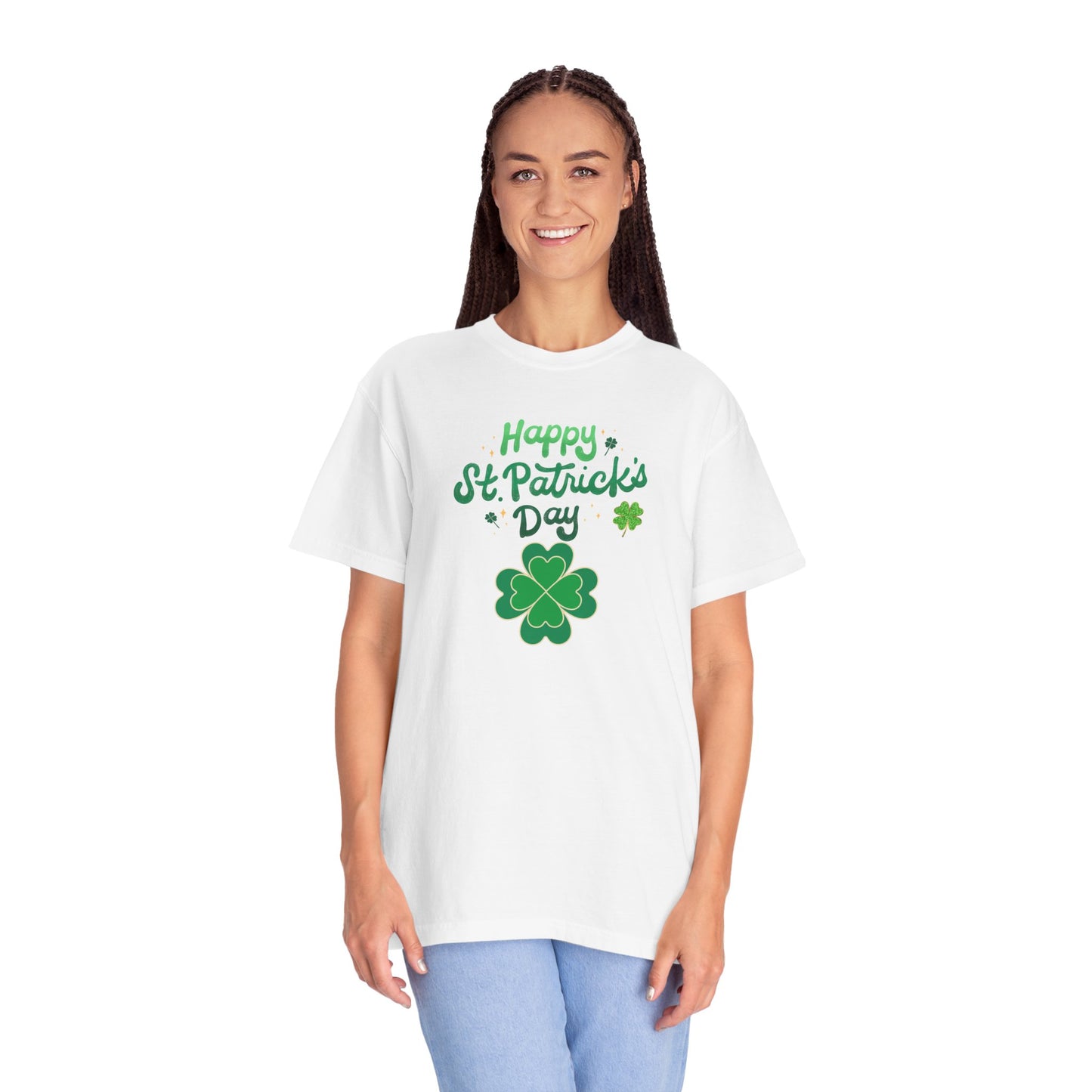 St. Patrick's Day T-Shirt Unisex Comfort Colors Relaxed Fit Garment-Dyed Tee 4 Leaf Clover Shirt Irish Themed Gift