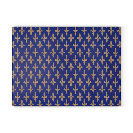 Fleur De Lis Kitchen Decor Glass Cutting Board Serving Tray Floral Design Cutting Board Gift for Home Cook Fun Glass Charcuterie Board