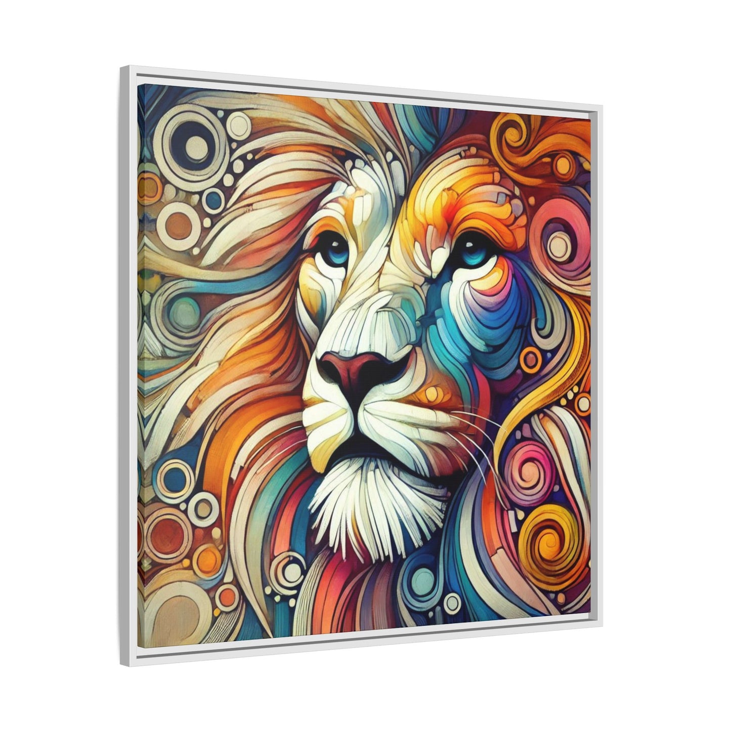 Modern Lion Print Abstract Design Unique Framed Canvas Print King of Jungle Wall Art Animal Lover Gift Nature Lover Decor 3 frame colors