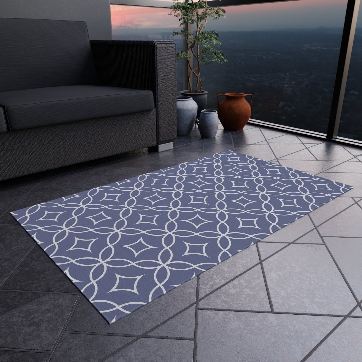 Chenille Outdoor Rug with No-Skid Backing Cozy Outdoor Carpet Grey Patio Decor Gazebo Rug Pool Area Decor Outdoor Kitchen Carpet