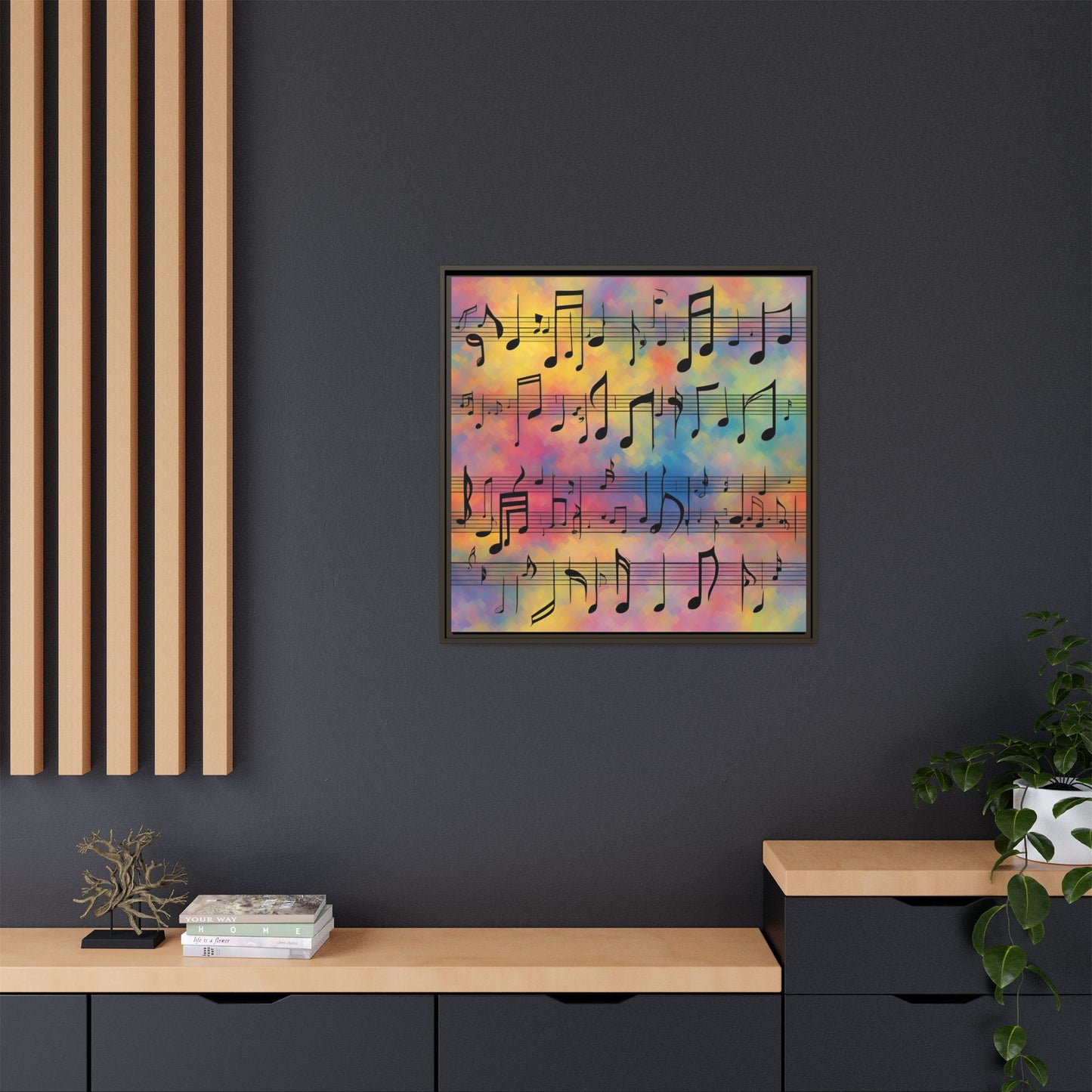 Modern Music-Themed Print Abstract Design Unique Framed Canvas Print Sheet Music Wall Art Music Lover Gift Decor 3 frame colors