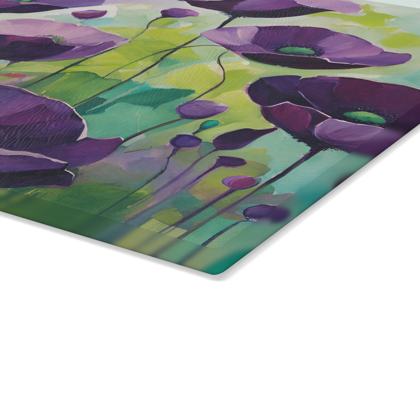 Kitchen Decor Glass Cutting Board Serving Tray with Field of Flowers Pattern Cutting Board Gift for Home Cook Charcuterie Board