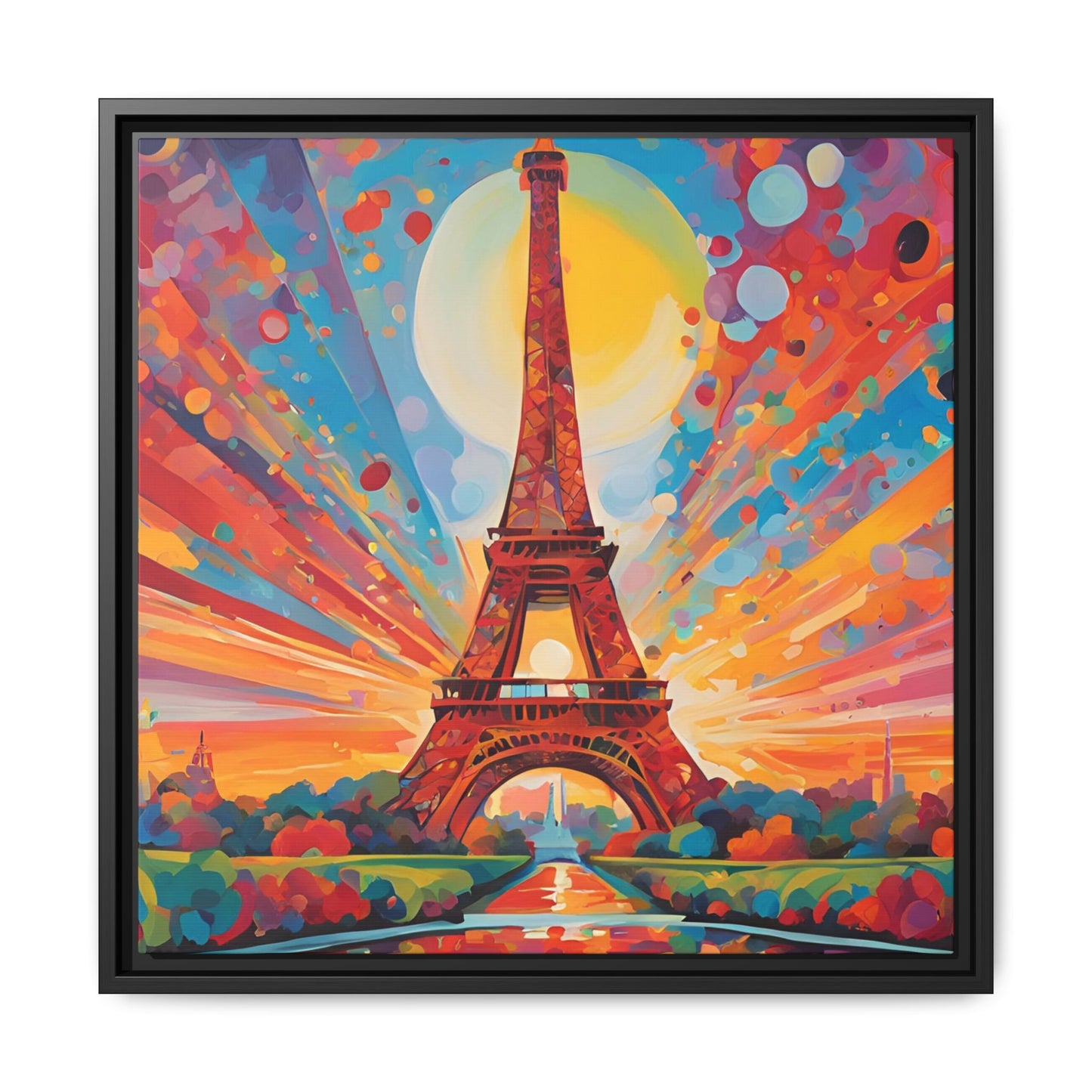 Modern Abstract Eiffel Tower Design Unique Framed Colorful Canvas Landscape Wall Art Paris France Gift Nature Lover Gift 3 frame colors