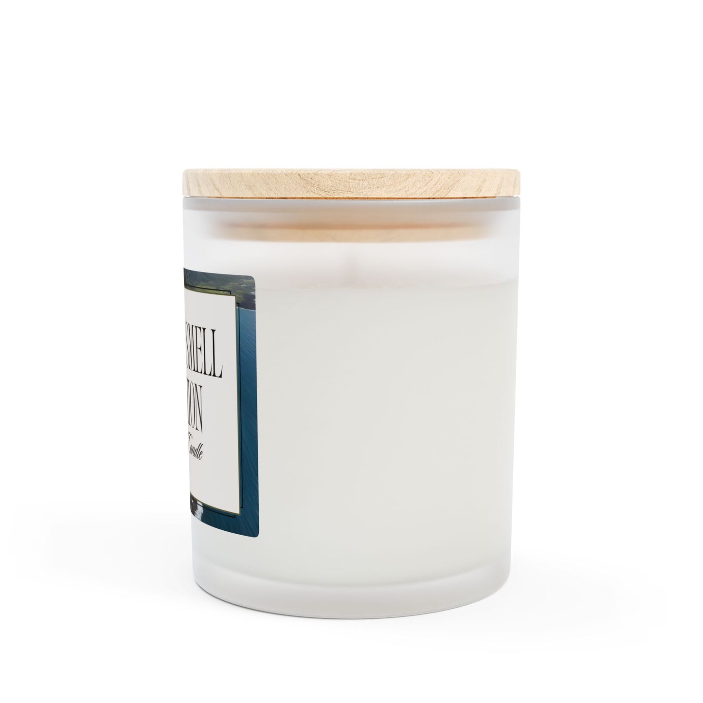 Artisanal Coconut Soy Frosted Glass Candle with Wooden Wick and Raw Maple Lid 11 oz Hand Poured Ocean Beachy Vacation Candle 50 hr burn time