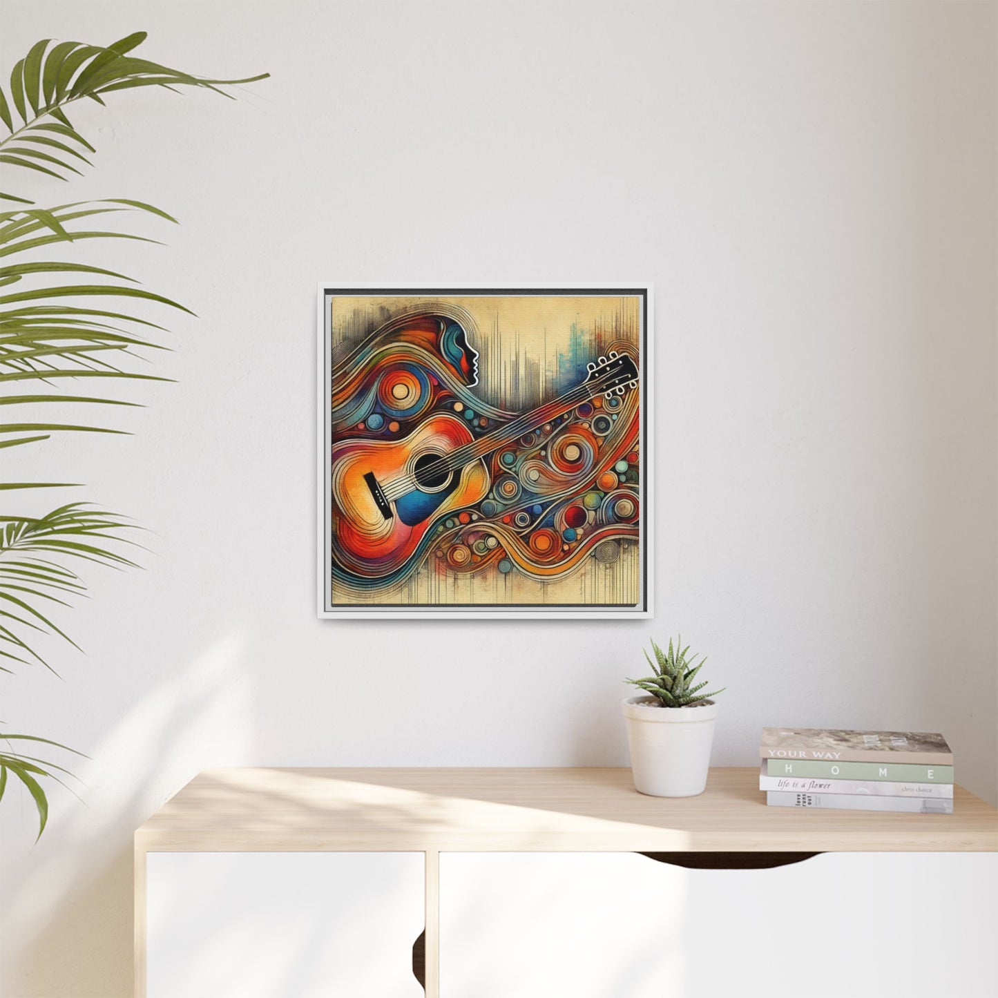 Modern Music-Themed Print Abstract Design Unique Framed Canvas Print Guitar Wall Art Music Lover Gift Decor 3 frame colors