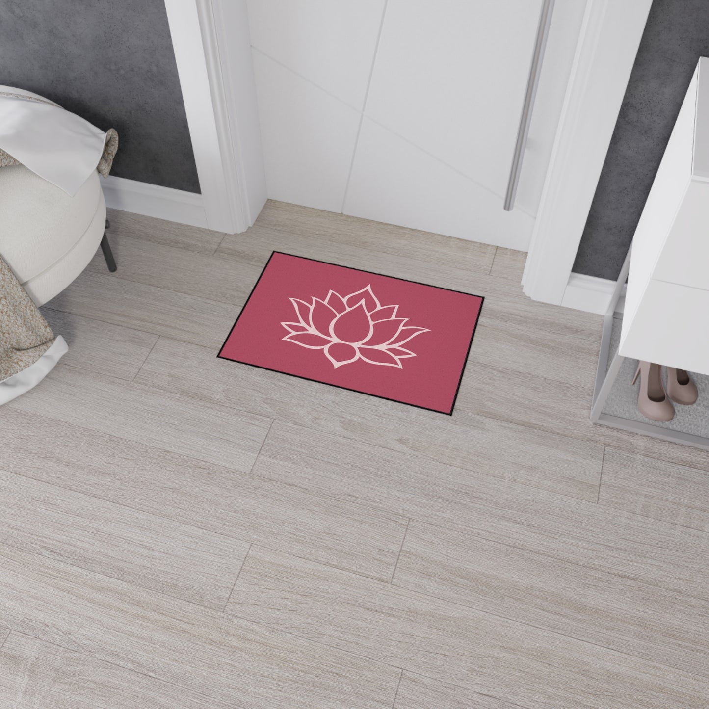 Decorative Heavy Duty Non-Slip Floor Mat Stylish Design Perfect for Entryway Kitchen Décor Lotus Blossom Floral Design Rug Bath Mat