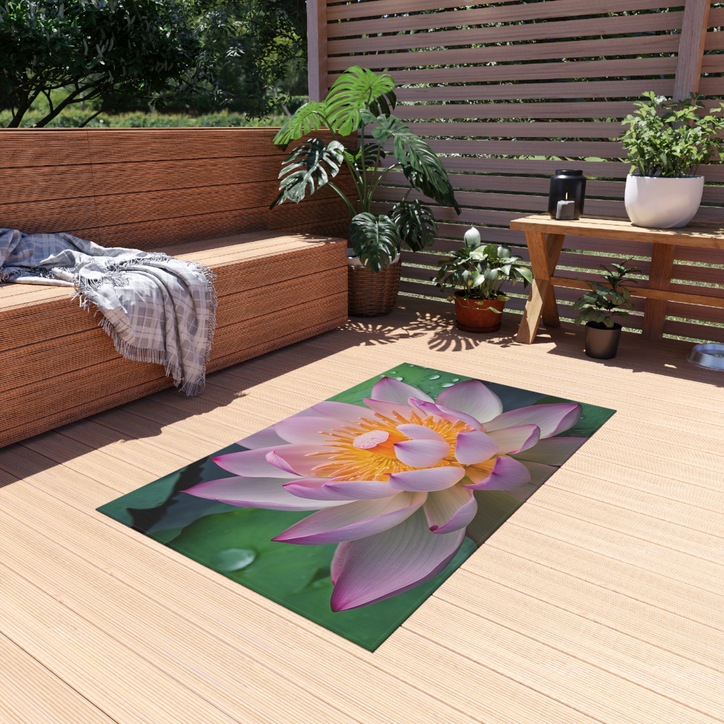 Chenille Outdoor Rug with No-Skid Backing Cozy Outdoor Carpet Patio Decor Gazebo Rug Pool Area Decor Outdoor Kitchen Carpet