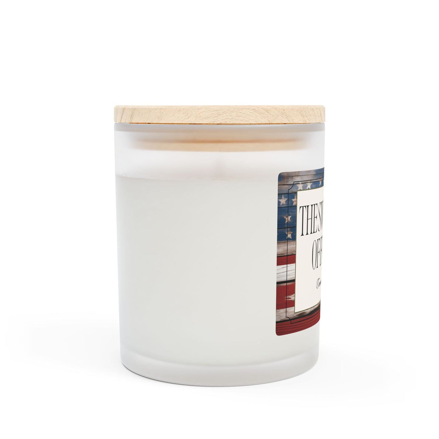 Artisanal Coconut Soy Frosted Glass Candle with Wooden Wick and Raw Maple Lid 11 oz Hand Poured Patriotic Flag Candle Americana Gift