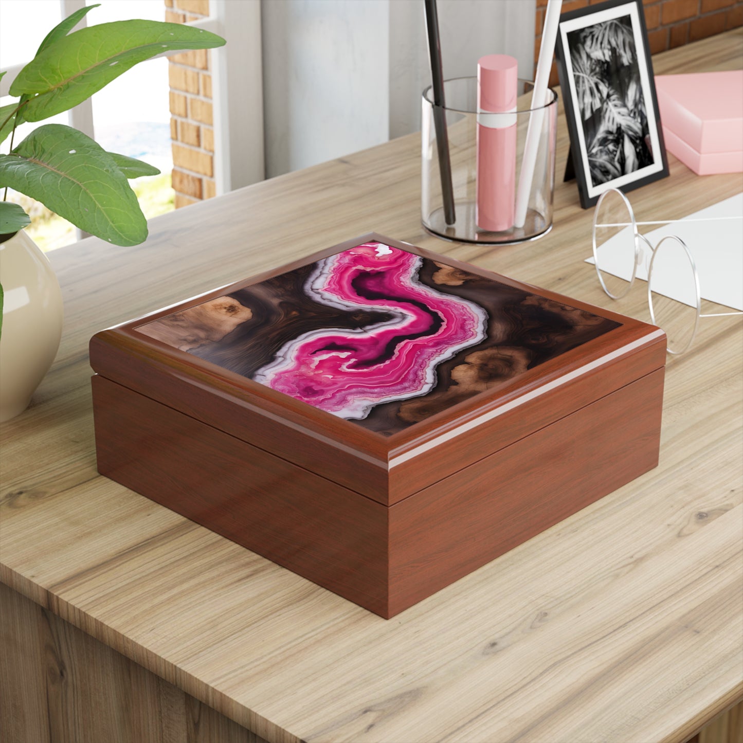 Unique Art Print Design Jewelry Box Trinket Box Bedroom Dresser Decor Vanity Gift Box - 3 colors to choose from