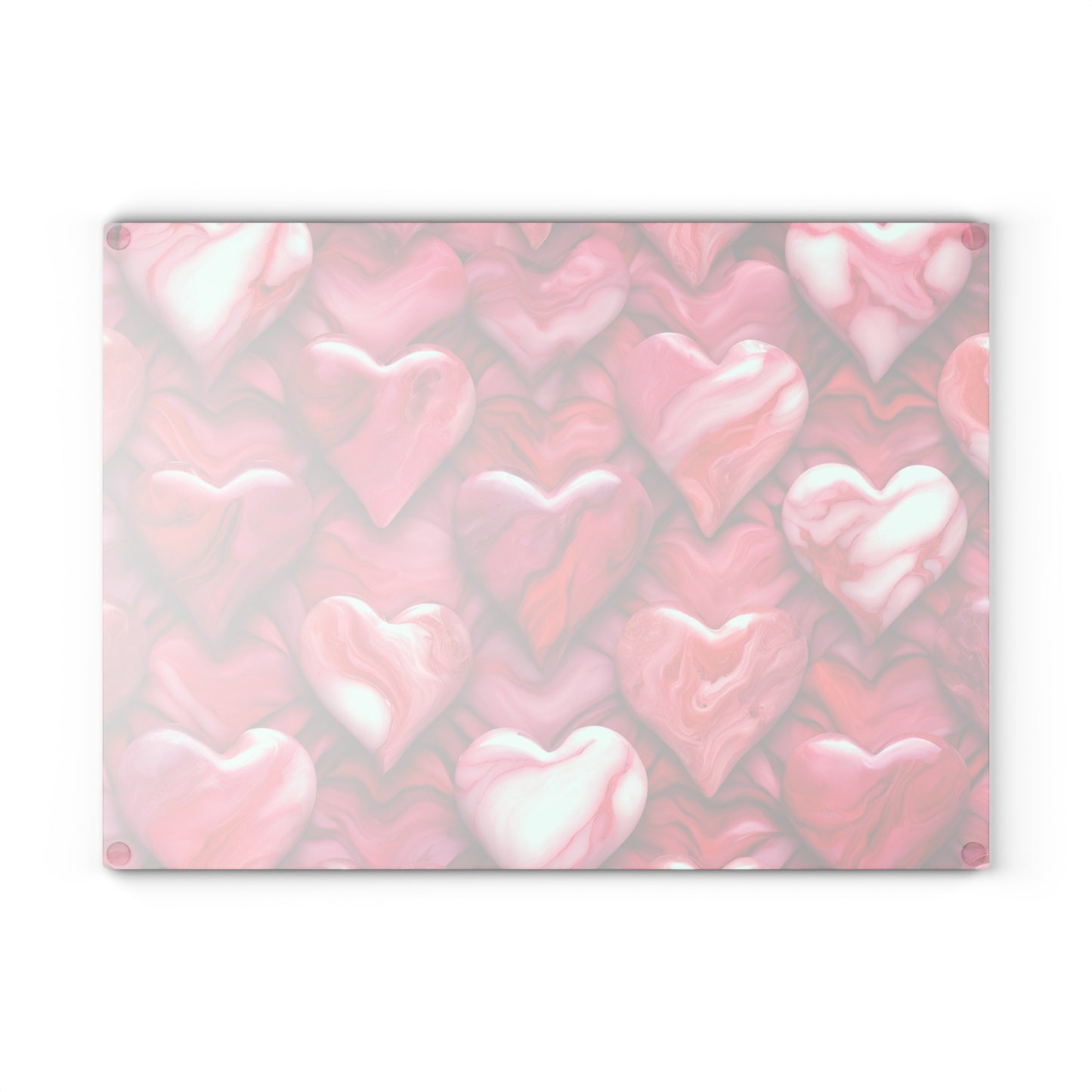 Kitchen Decor Glass Cutting Board Serving Tray with Heart Design Retro Damask Pattern Cutting Board Gift for Home Cook Charcuterie Board