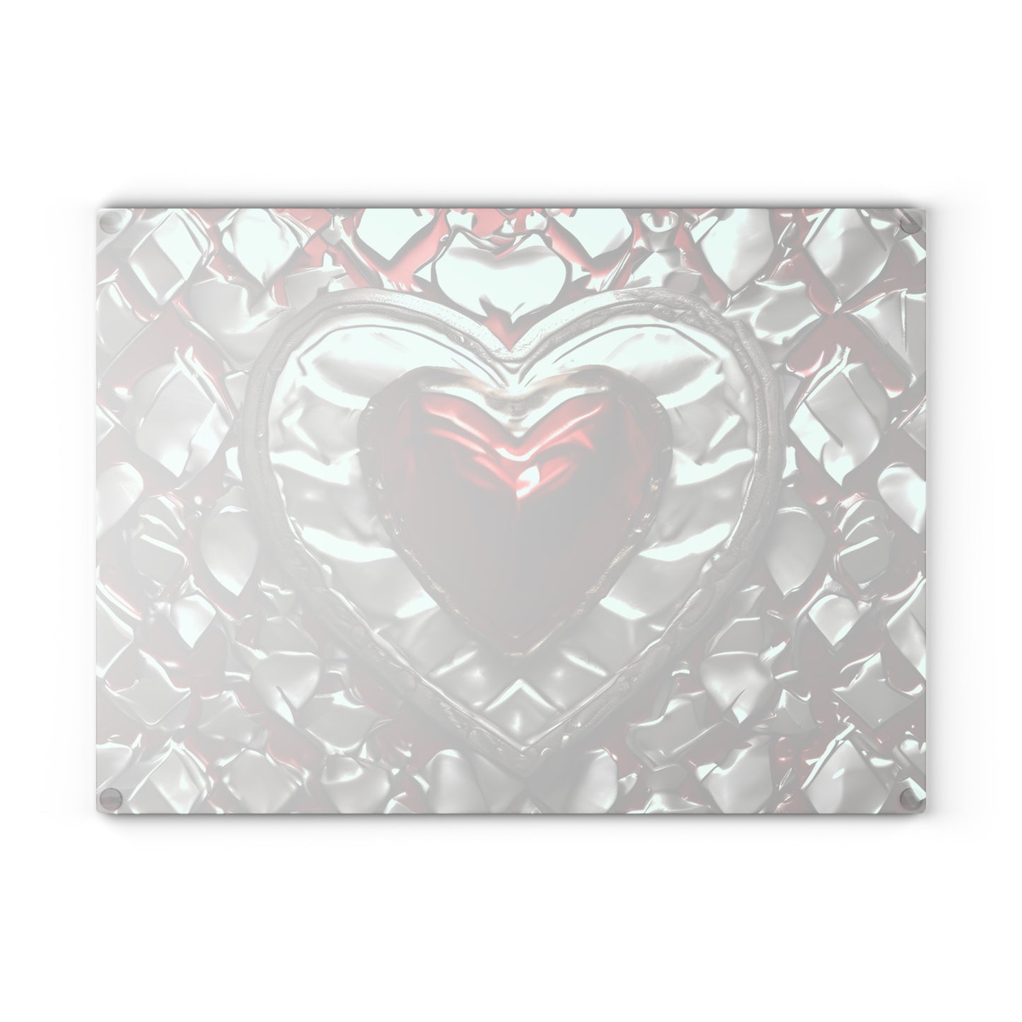 Kitchen Decor Glass Cutting Board Serving Tray with Heart Design Retro Damask Pattern Cutting Board Gift for Home Cook Charcuterie Board