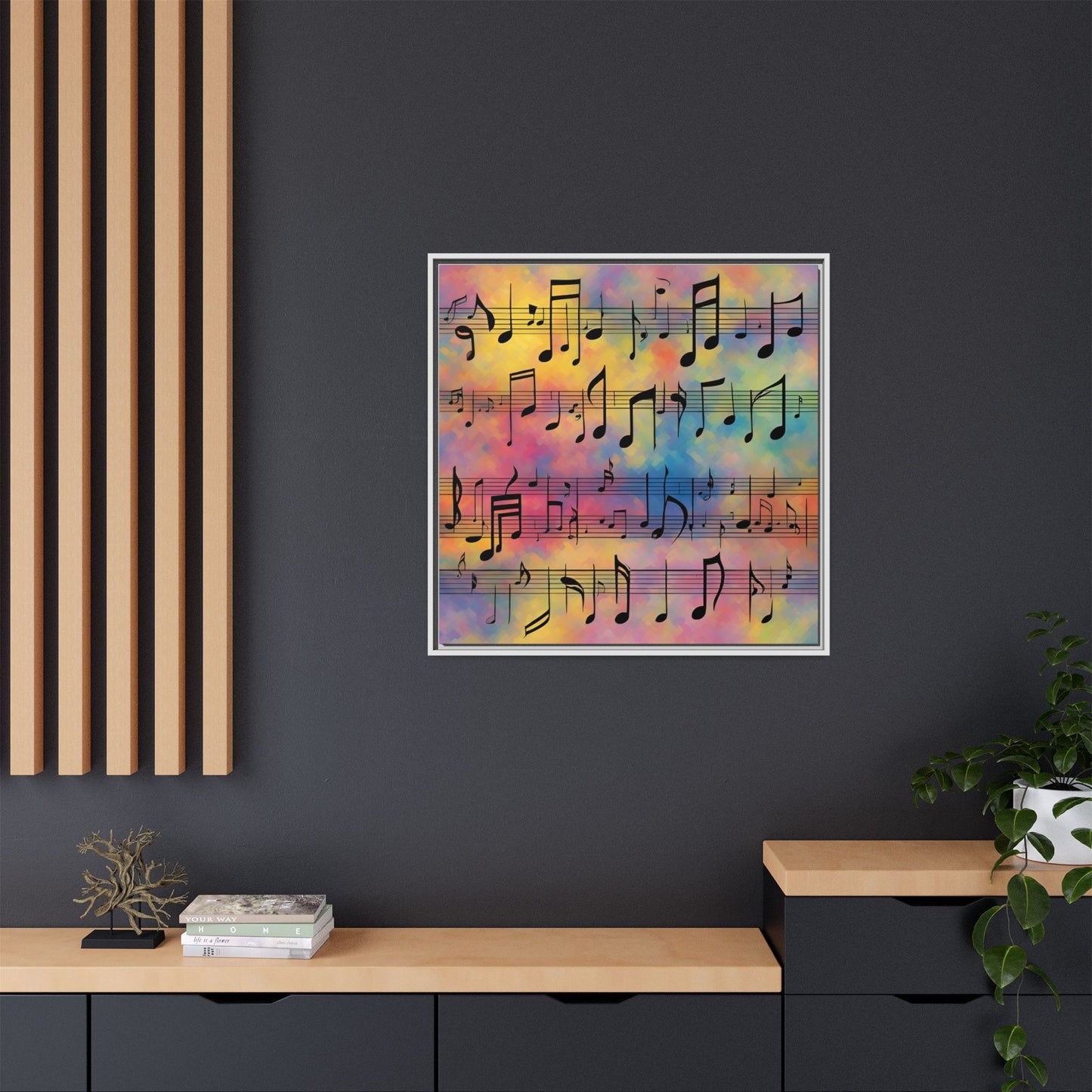 Modern Music-Themed Print Abstract Design Unique Framed Canvas Print Sheet Music Wall Art Music Lover Gift Decor 3 frame colors