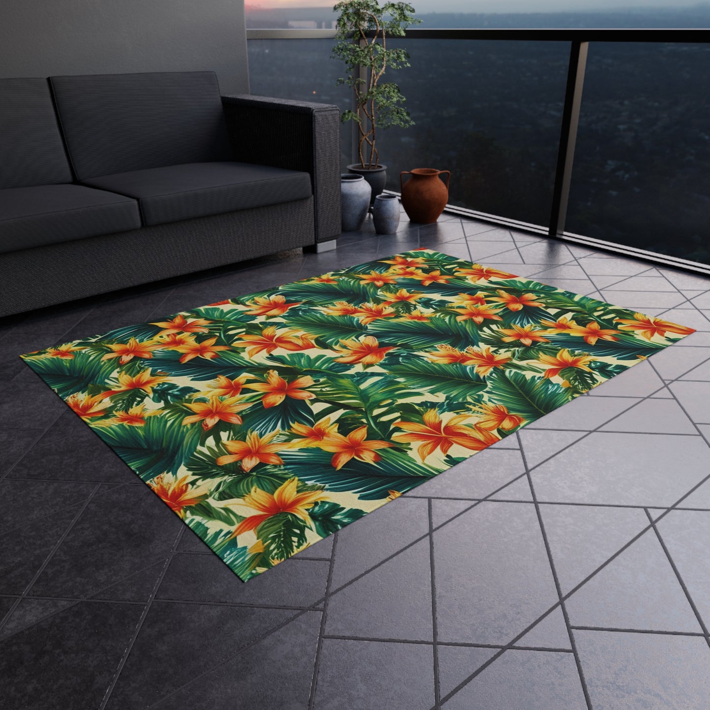 Chenille Outdoor Rug with No-Skid Backing Cozy Outdoor Carpet Patio Decor Gazebo Tropical Rug Pool Area Decor Outdoor Kitchen Carpet