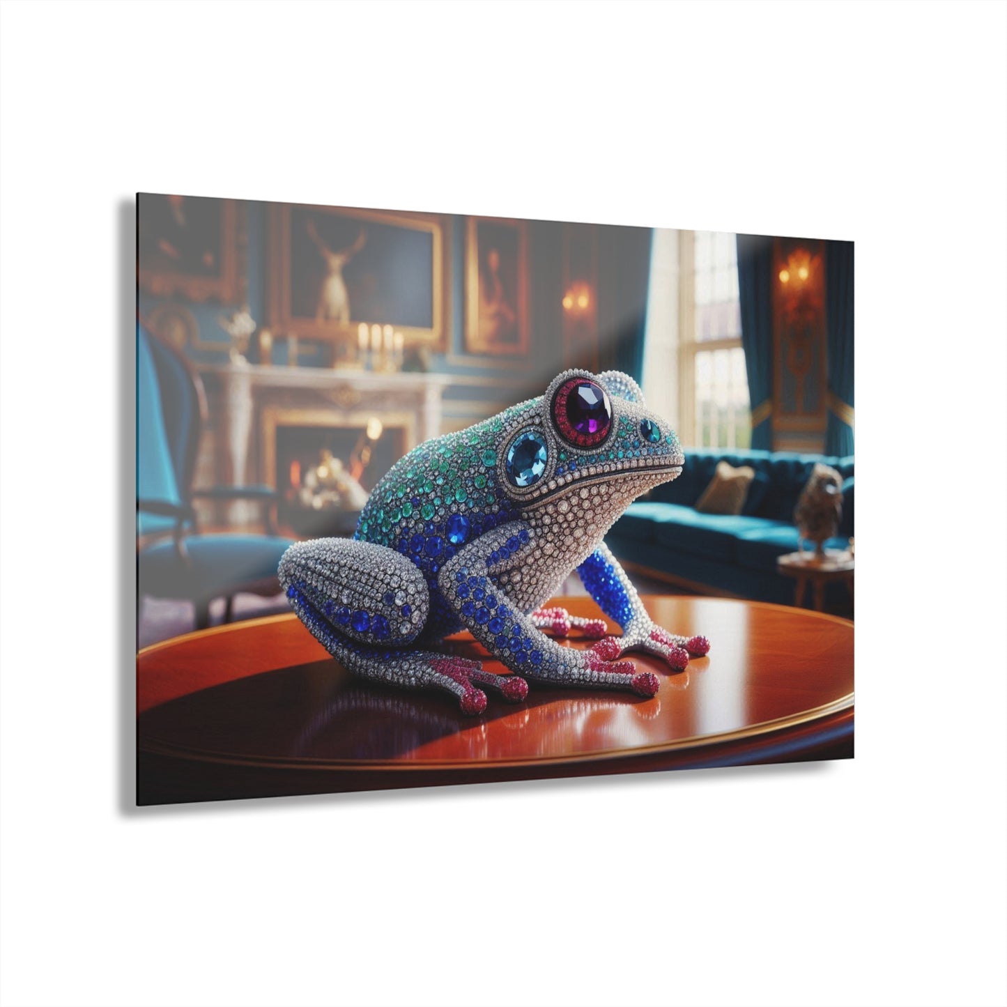 Gemstone Design Frog Acrylic Print with French Cleat Nature Lover Wall Art Animal Lover Gift Artwork Modern Toad Garden Home Decor
