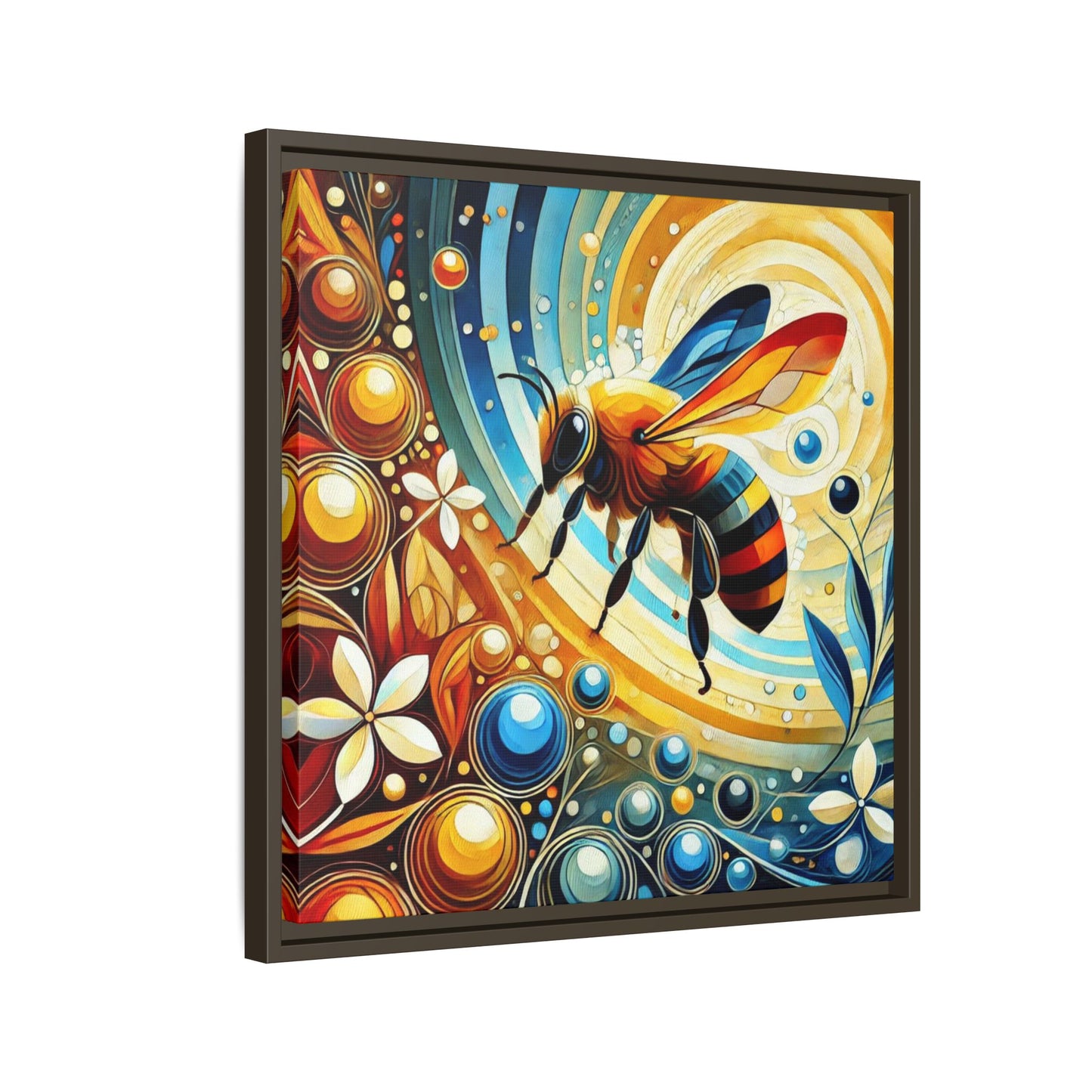 Modern Bee Print Abstract Design Unique Framed Canvas Print Insect Lover Wall Art Animal Lover Nature Lover Decor 3 frame colors