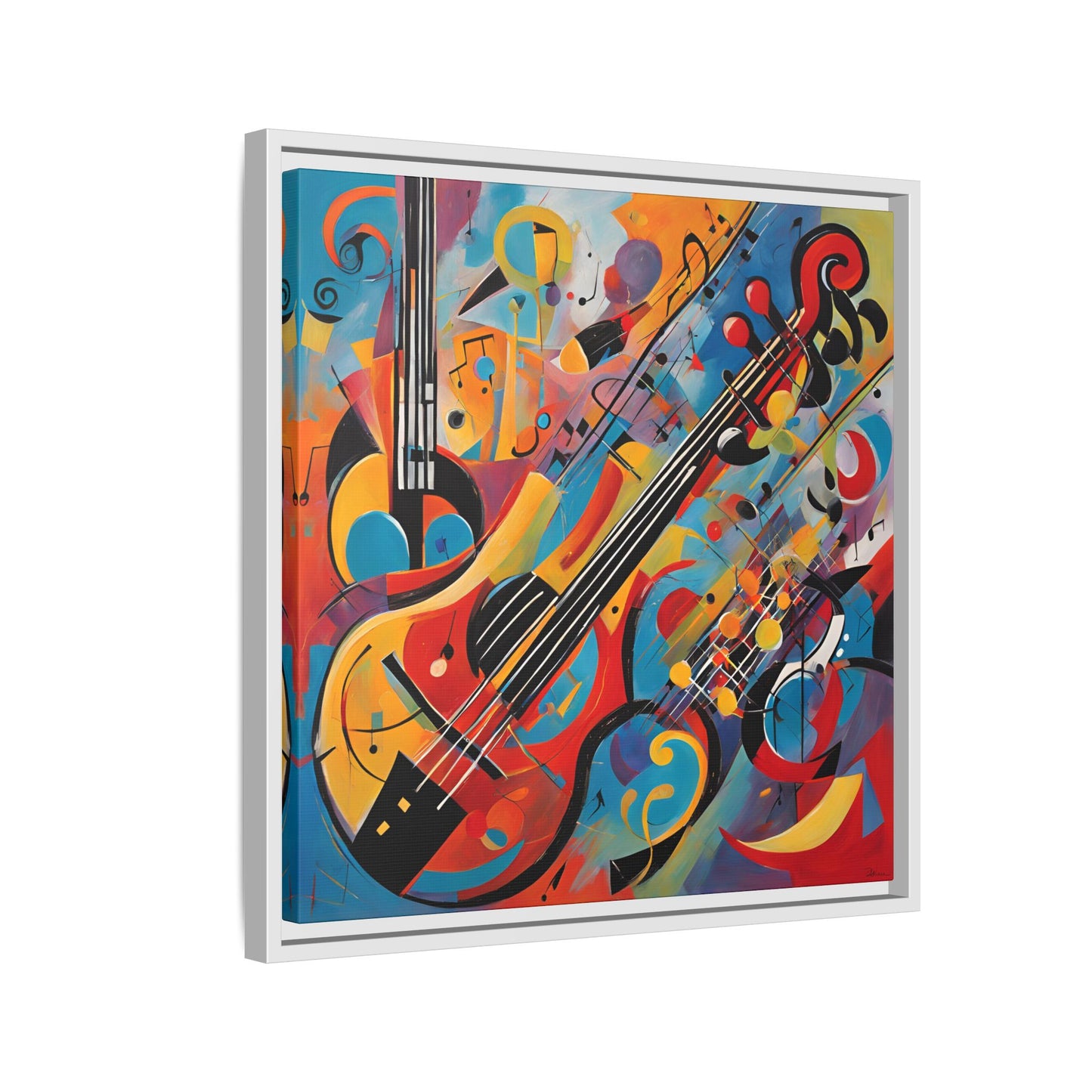 Modern Music-Themed Print Abstract Design Unique Framed Canvas Print Guitar Wall Art Music Lover Gift Decor 3 frame colors