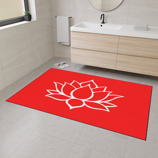 Decorative Heavy Duty Non-Slip Floor Mat Stylish Design Perfect for Entryway Kitchen Décor Red Lotus Blossom Floral Design Rug Bath Mat