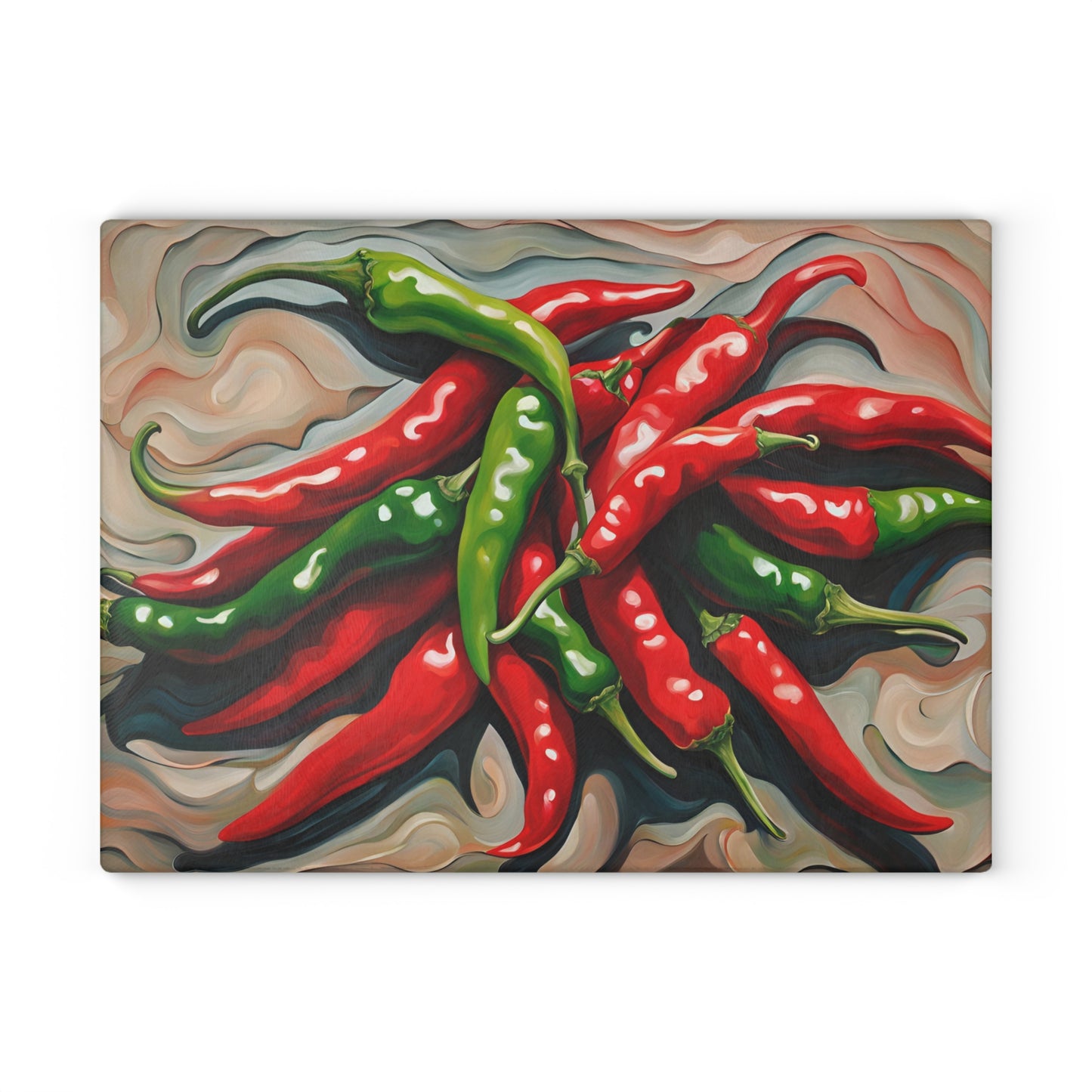 Kitchen Decor Glass Cutting Board Serving Tray with Modern Red Hot Chili Peppers Design Cutting Board Gift for Home Cook Charcuterie Board