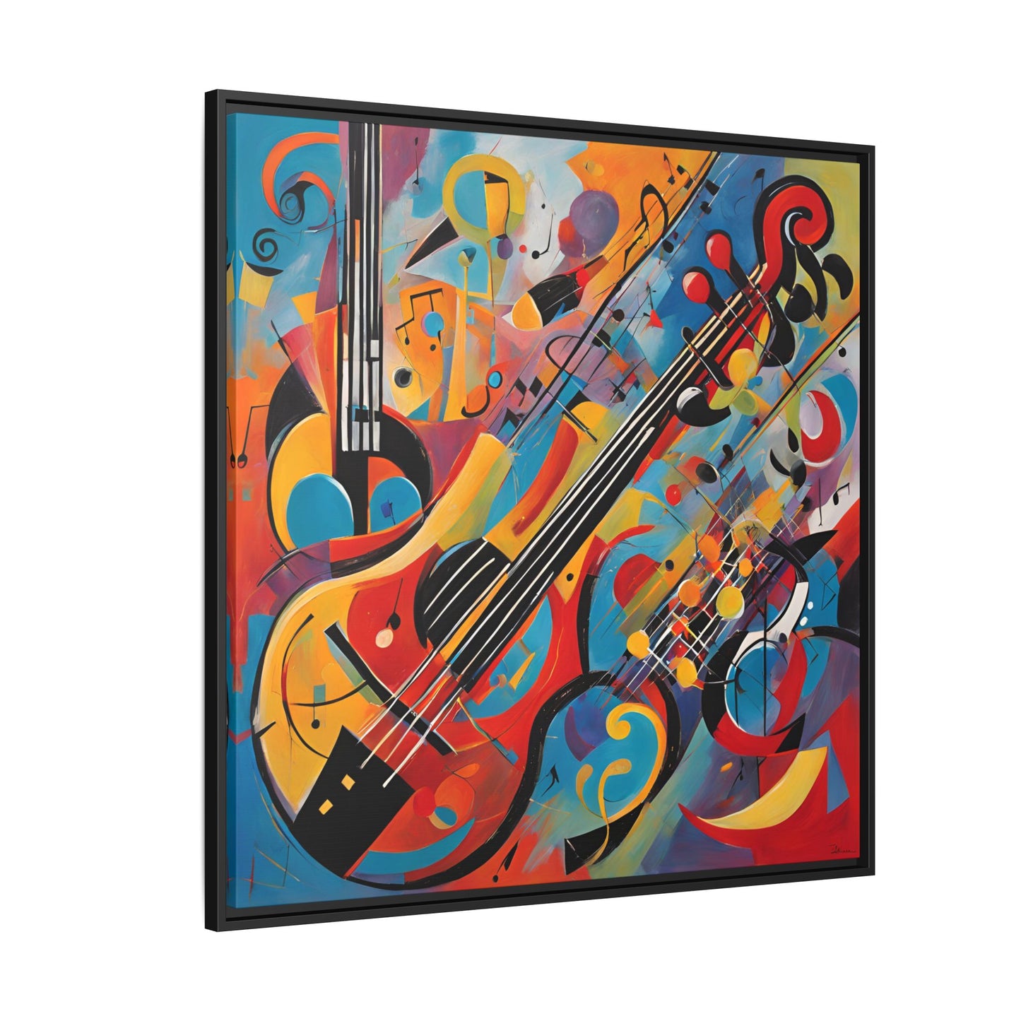 Modern Music-Themed Print Abstract Design Unique Framed Canvas Print Guitar Wall Art Music Lover Gift Decor 3 frame colors