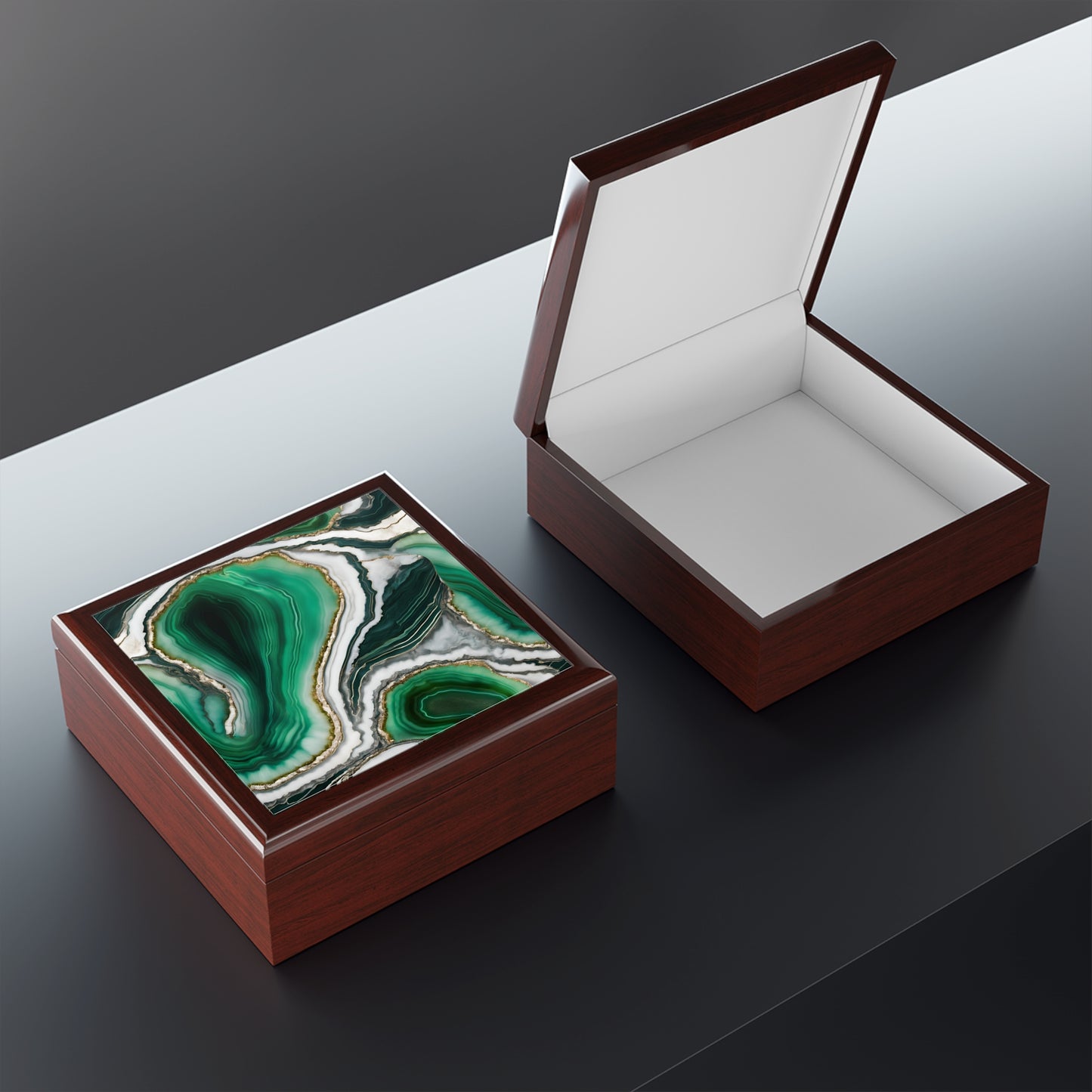 Unique Art Print Design Jewelry Box Trinket Box Bedroom Dresser Decor Vanity Gift Box - 3 colors to choose from