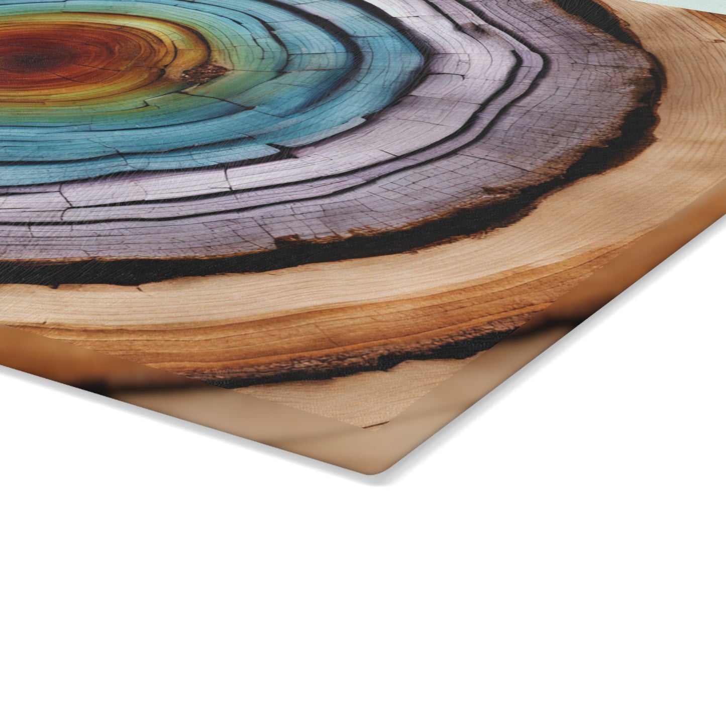 Kitchen Decor Glass Tree Ring Themed Image Unique Nature Lover Cutting Board Serving Tray Home Cook Gift Colorful Glass Charcuterie Board