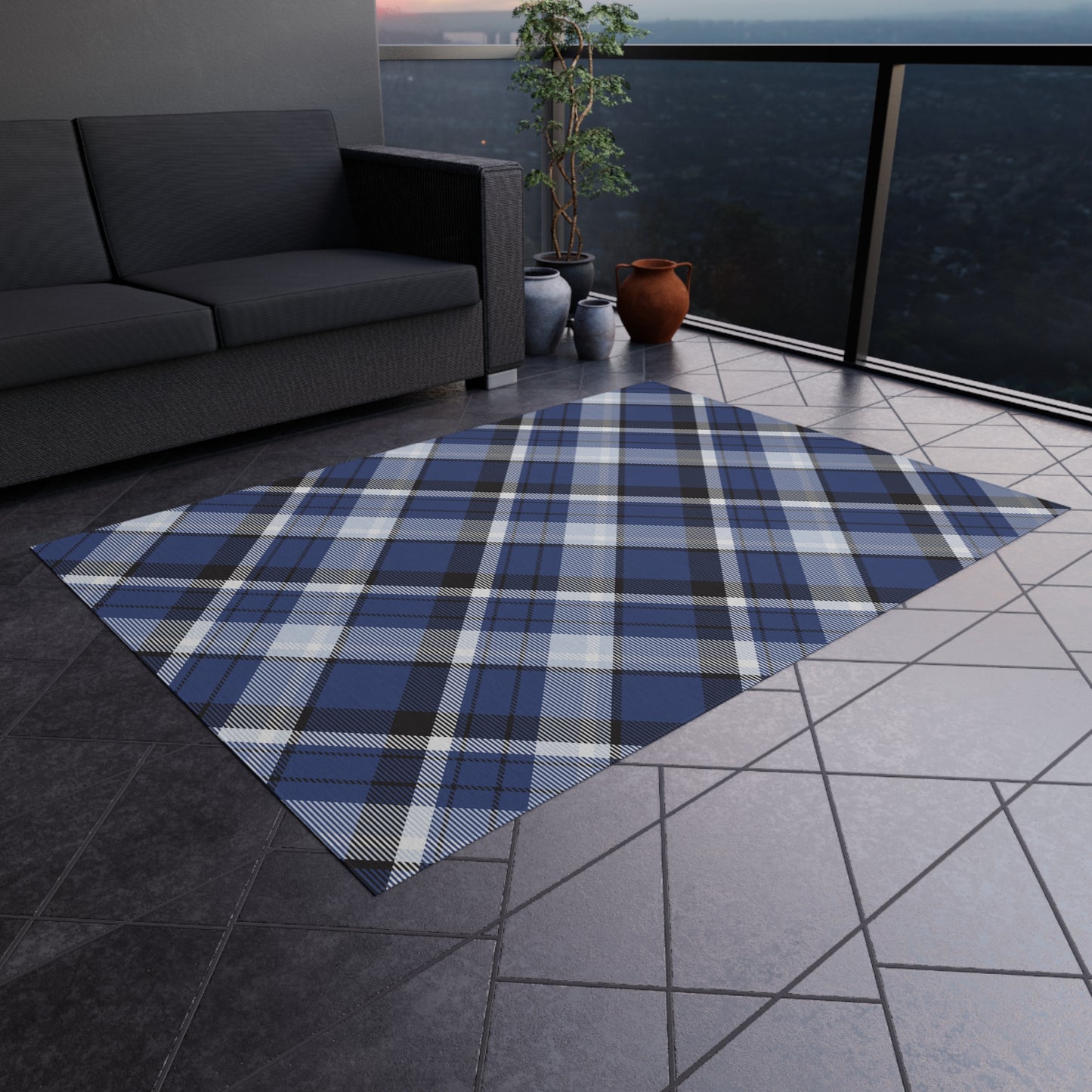 Checker Pattern Chenille Outdoor Rug with No-Skid Backing Cozy Outdoor Carpet Patio Decor Gazebo Rug Pool Area Decor Outdoor Kitchen Carpet