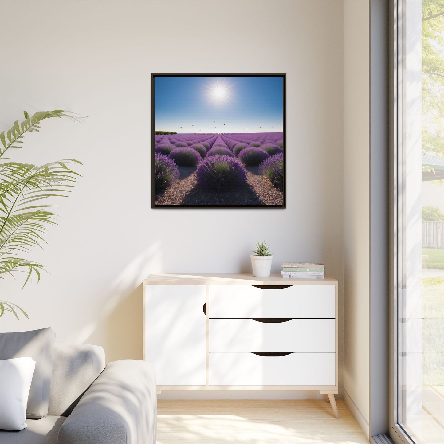 Lavender Flower Fields Unique Framed Canvas Wall Art Flower Lover Gift Wildflower Artwork Nature Lover Lanscape Gift 3 frame colors