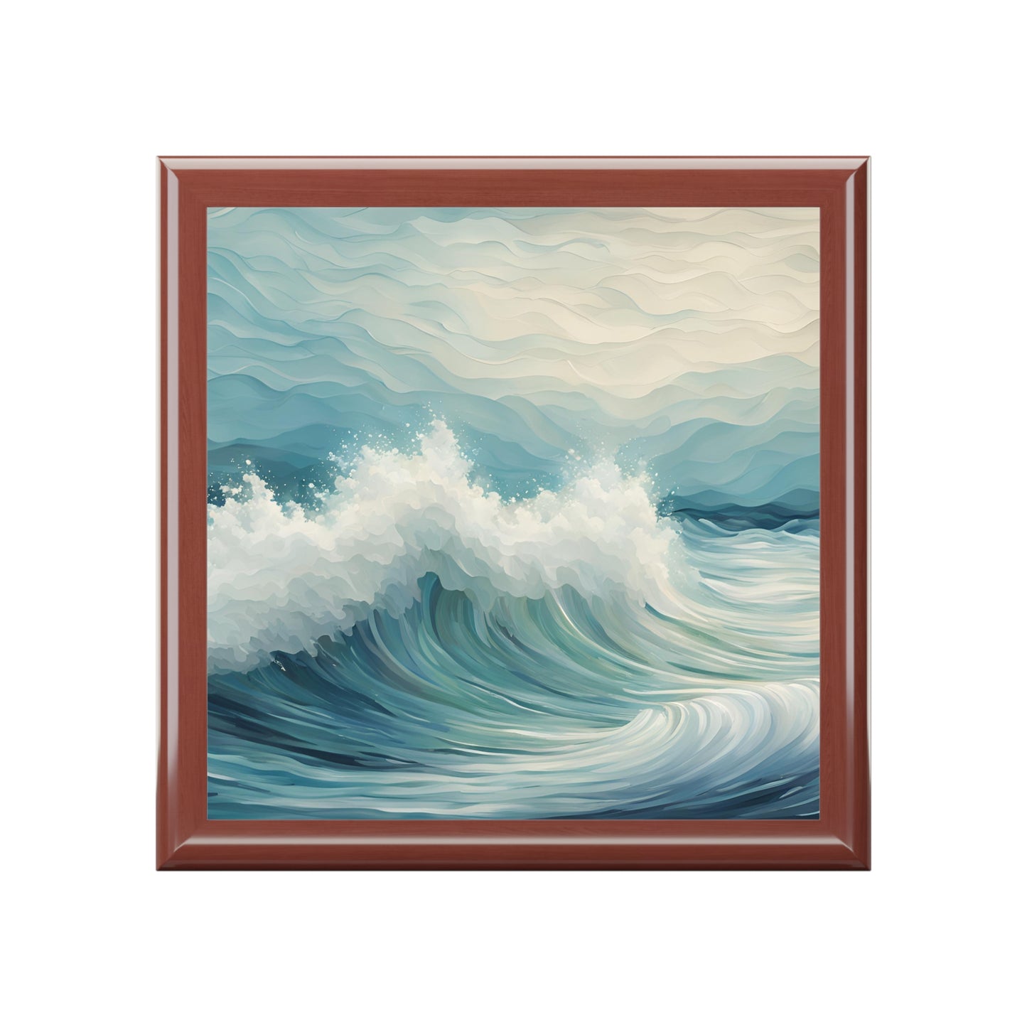 Unique Jewelry Box Ocean Waves Design Trinket Box Bedroom Dresser Beachy Decor Vanity Gift Box - 3 colors to choose from